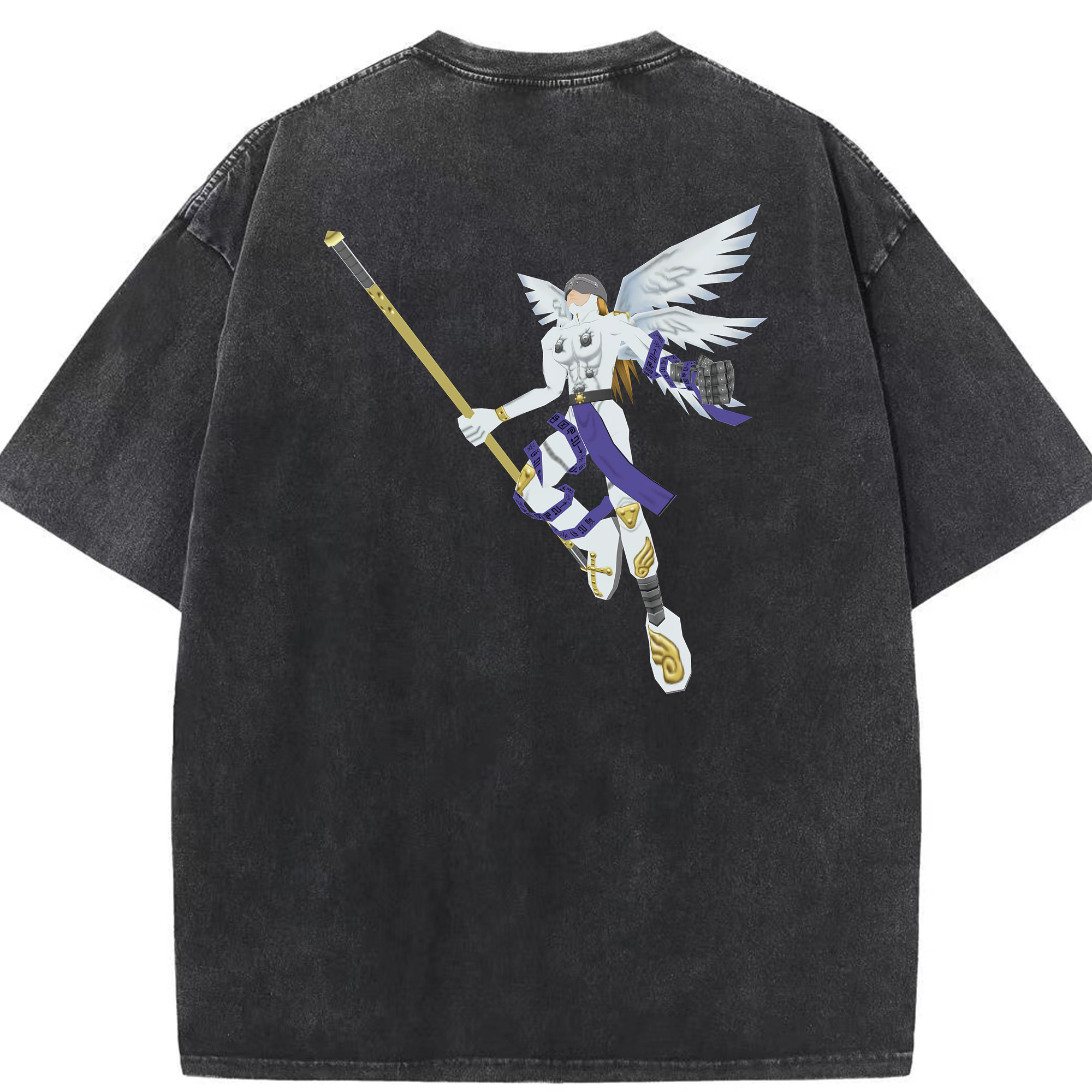（画像用） Digimon デジタルモンスター/デジモン 綿100% ヴィンテージ風 半袖Tシャツ（背面プリント）