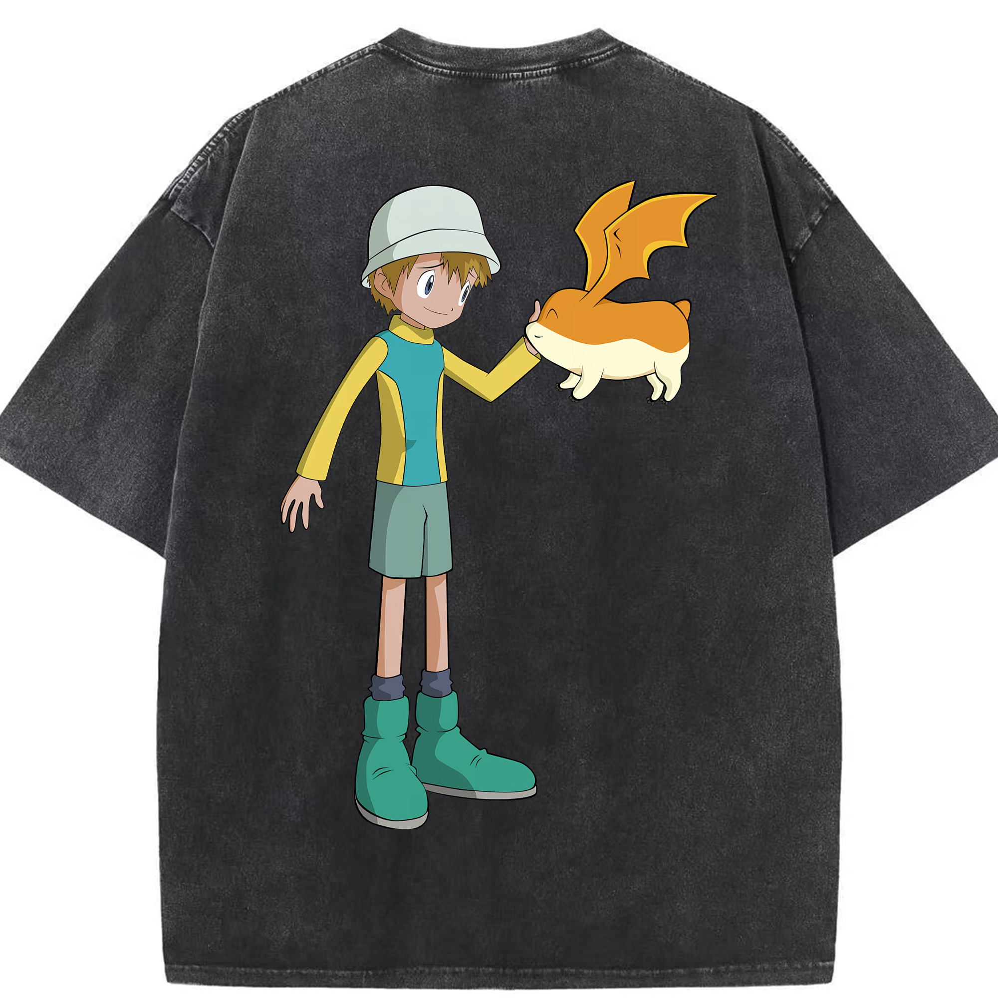 （画像用） Digimon デジタルモンスター/デジモン 綿100% ヴィンテージ風 半袖Tシャツ（背面プリント）