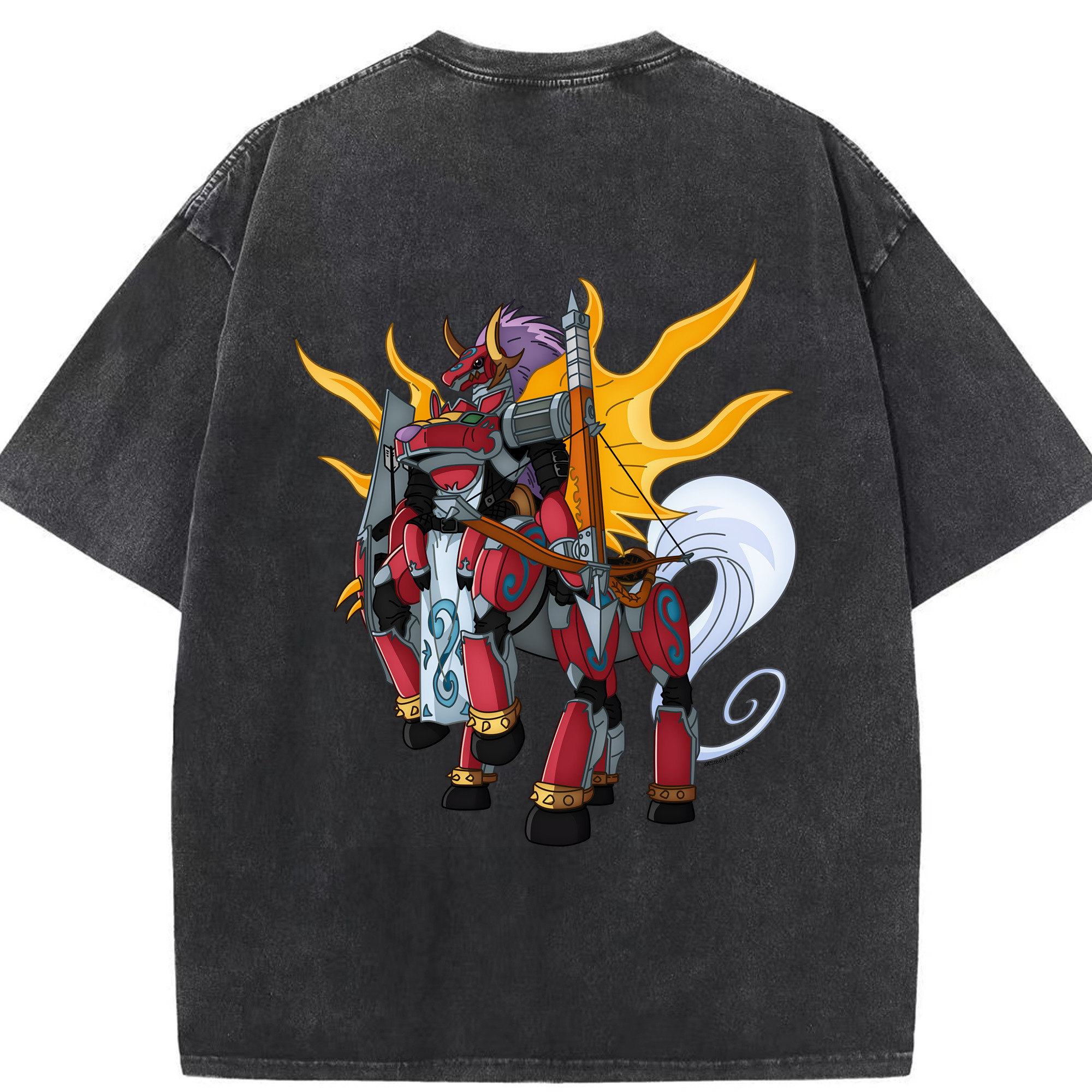 （画像用） Digimon デジタルモンスター/デジモン 綿100% ヴィンテージ風 半袖Tシャツ（背面プリント）