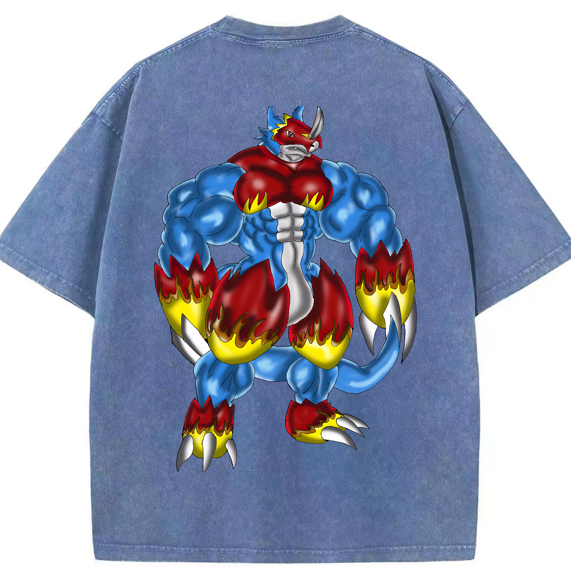 （画像用） Digimon デジタルモンスター/デジモン 綿100% ヴィンテージ風 半袖Tシャツ（背面プリント）