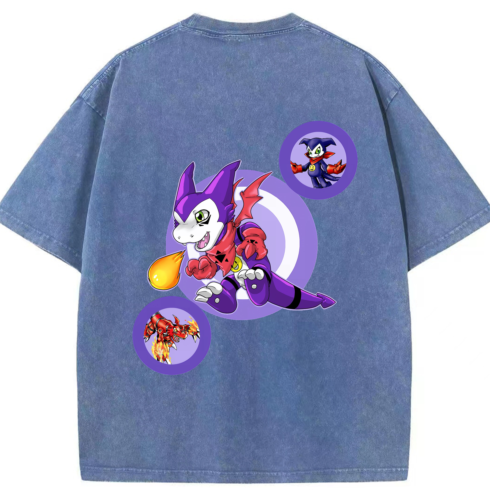 （画像用） Digimon デジタルモンスター/デジモン 綿100% ヴィンテージ風 半袖Tシャツ（背面プリント）