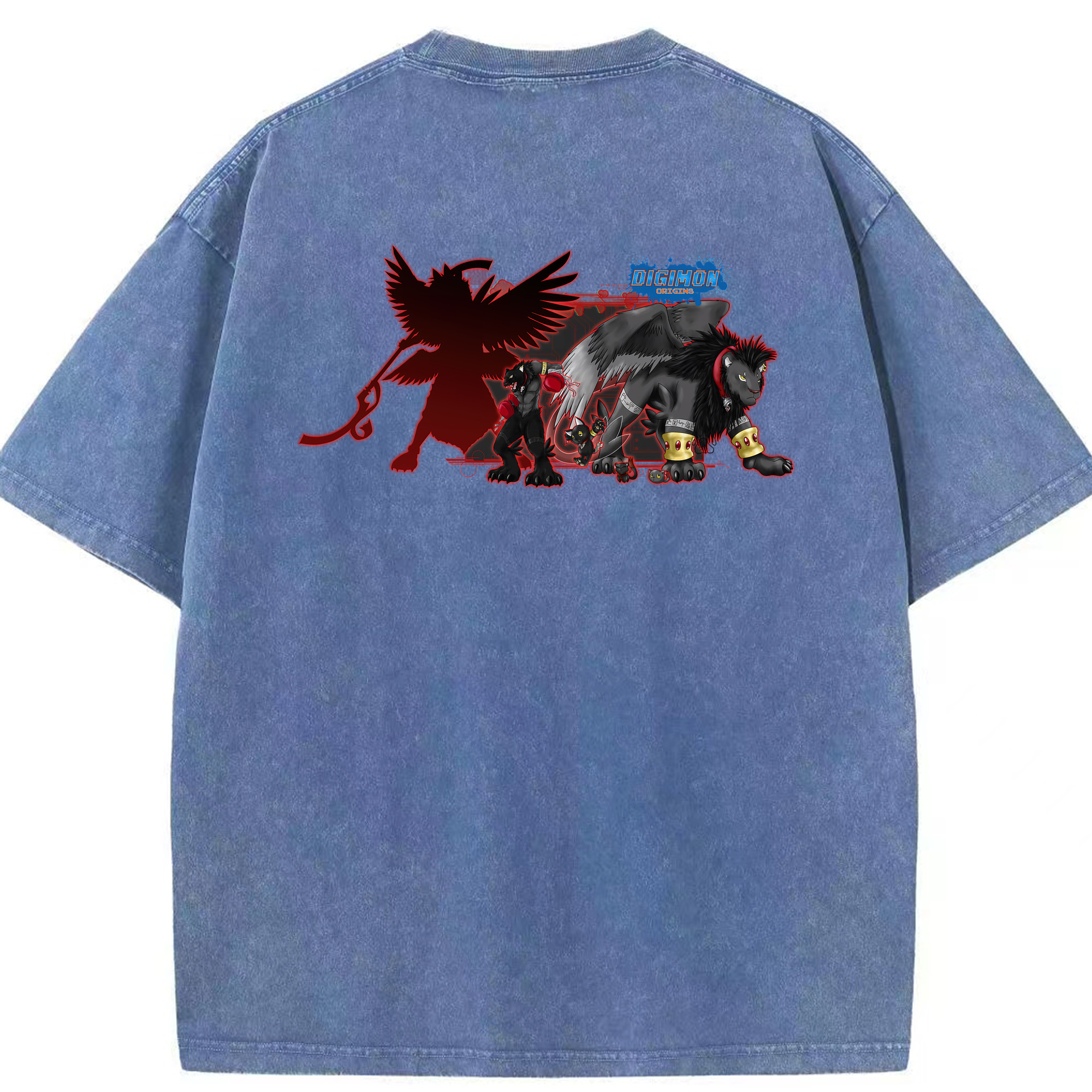 （画像用） Digimon デジタルモンスター/デジモン 綿100% ヴィンテージ風 半袖Tシャツ（背面プリント）