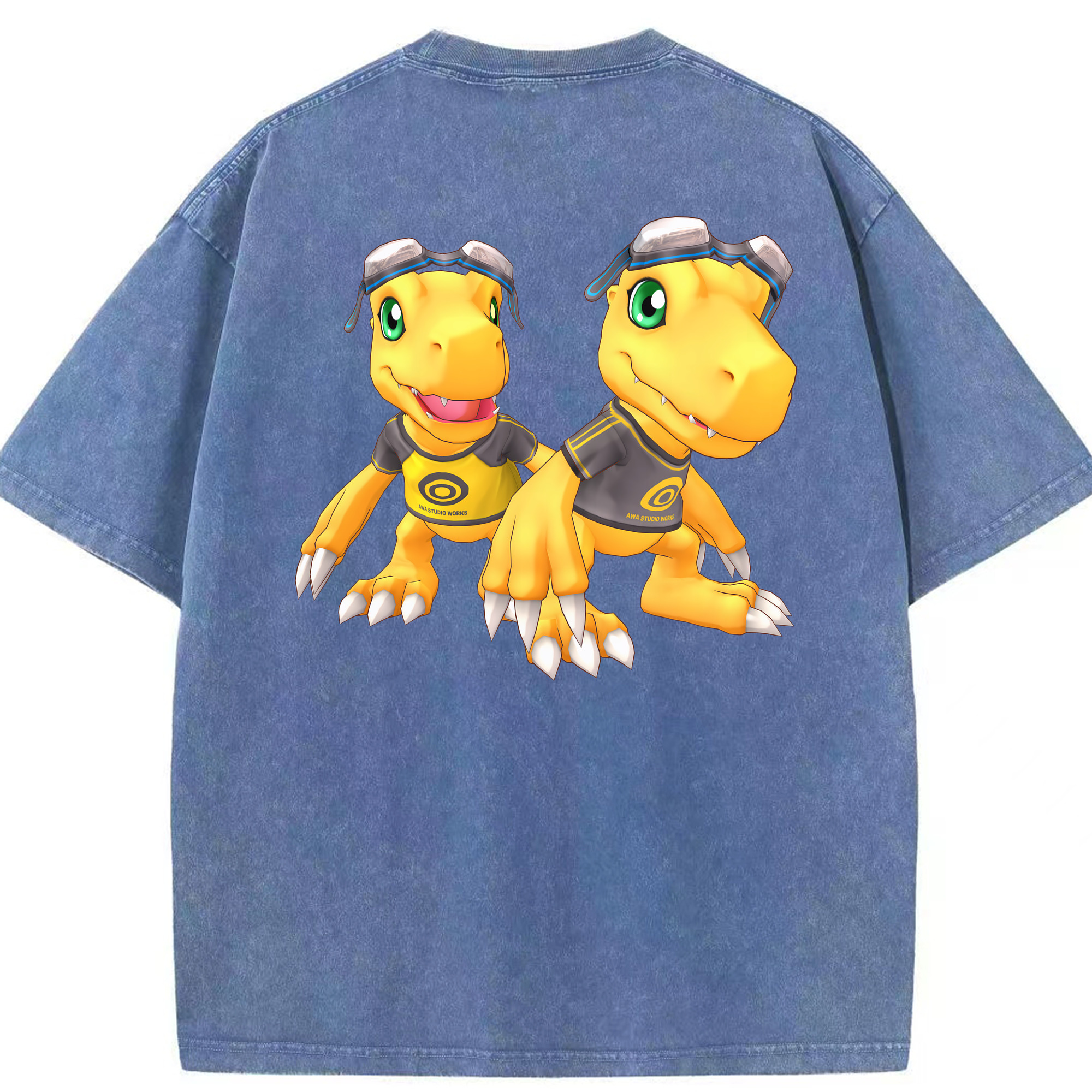 （画像用） Digimon デジタルモンスター/デジモン 綿100% ヴィンテージ風 半袖Tシャツ（背面プリント）