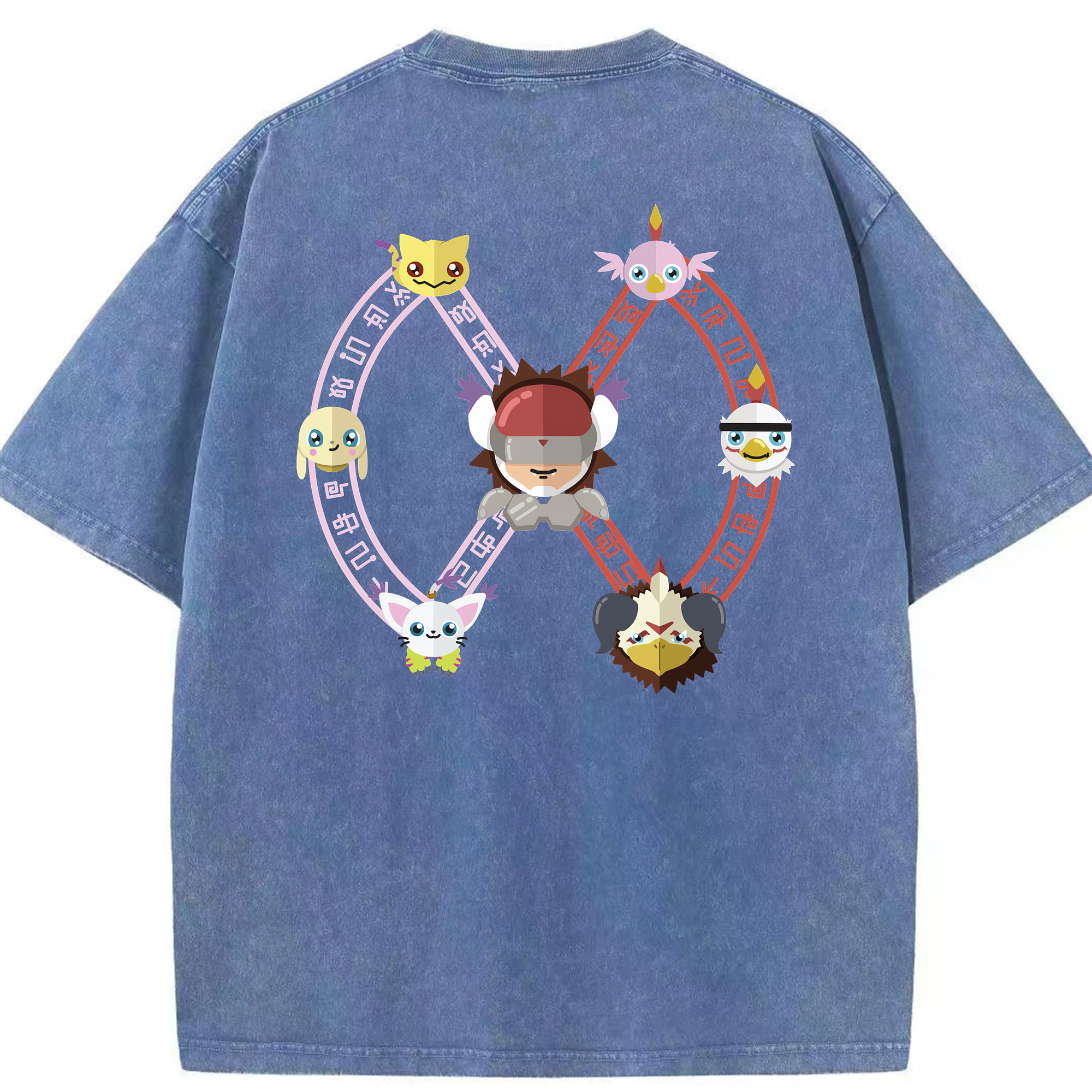 （画像用） Digimon デジタルモンスター/デジモン 綿100% ヴィンテージ風 半袖Tシャツ（背面プリント）