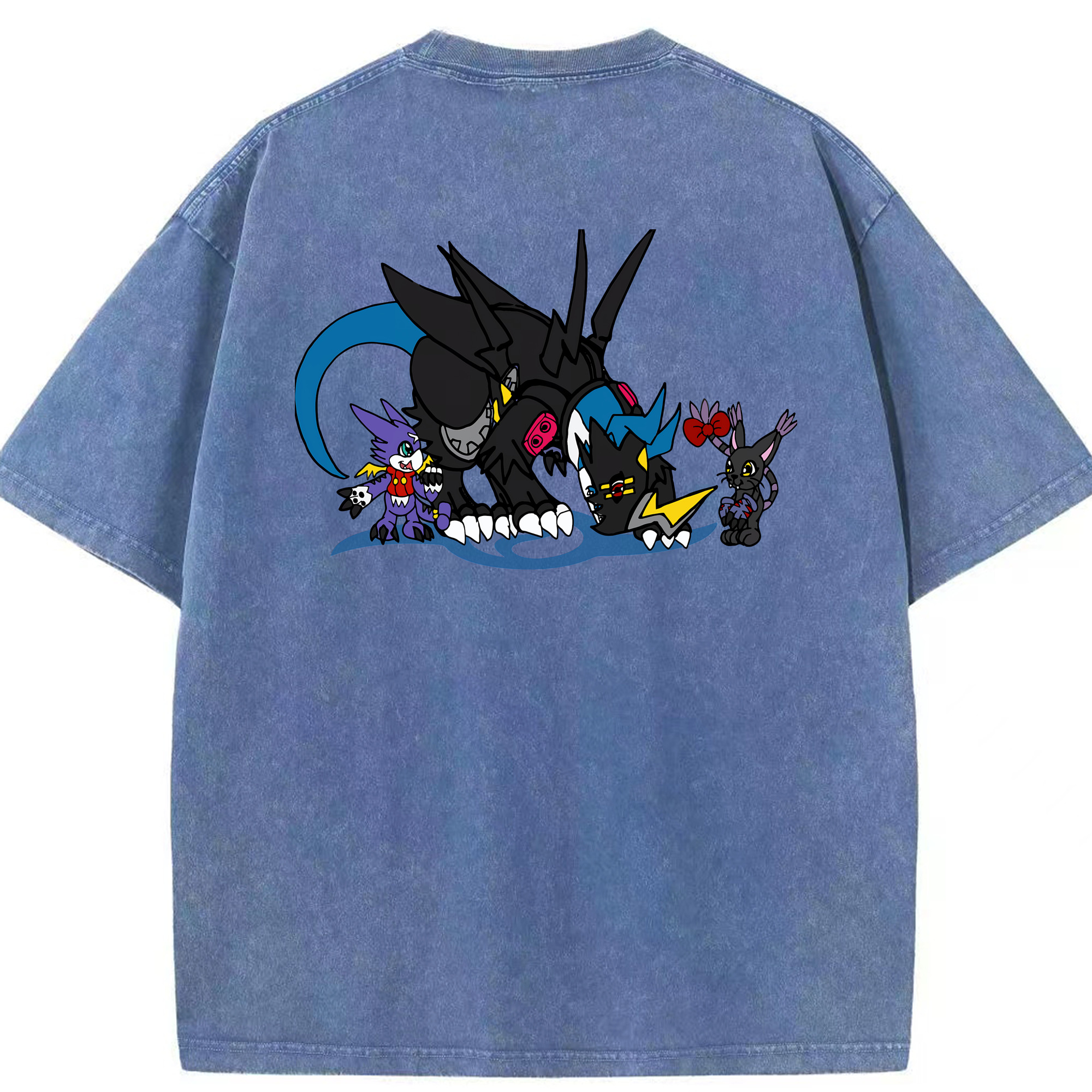 （画像用） Digimon デジタルモンスター/デジモン 綿100% ヴィンテージ風 半袖Tシャツ（背面プリント）