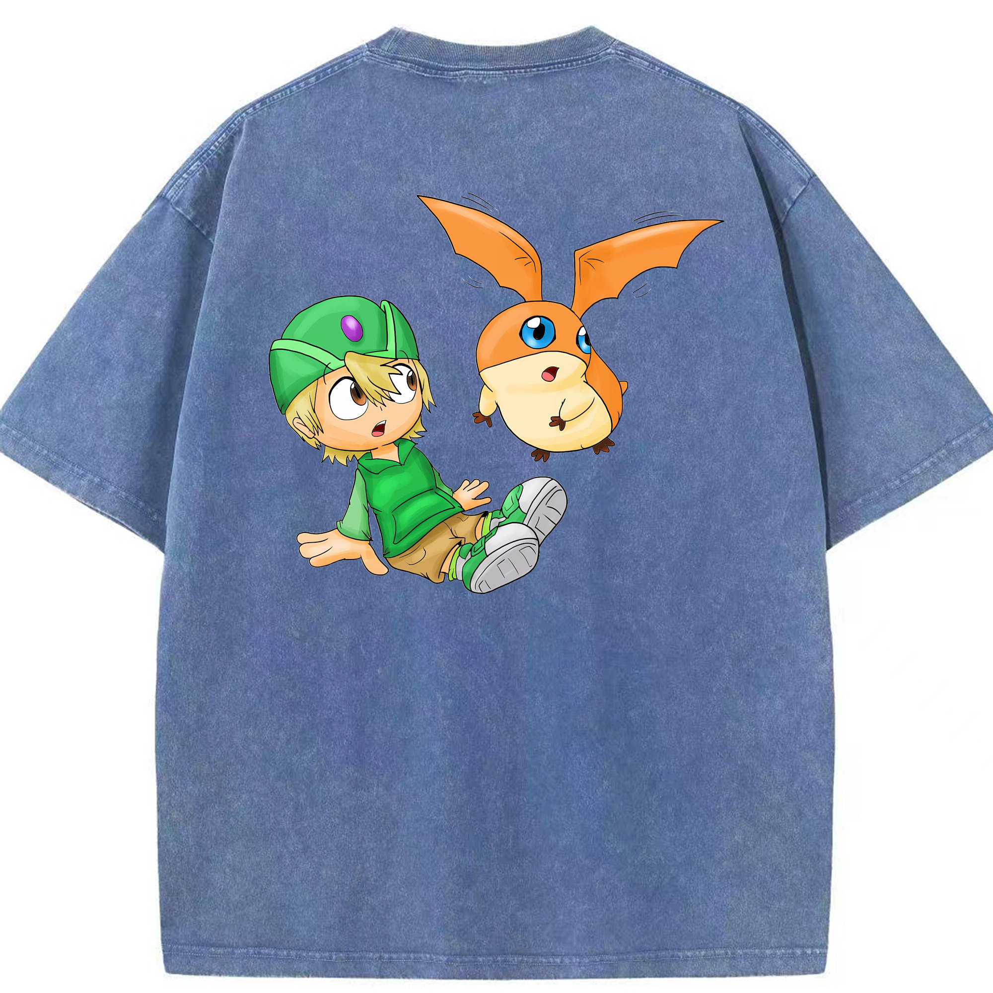 （画像用） Digimon デジタルモンスター/デジモン 綿100% ヴィンテージ風 半袖Tシャツ（背面プリント）