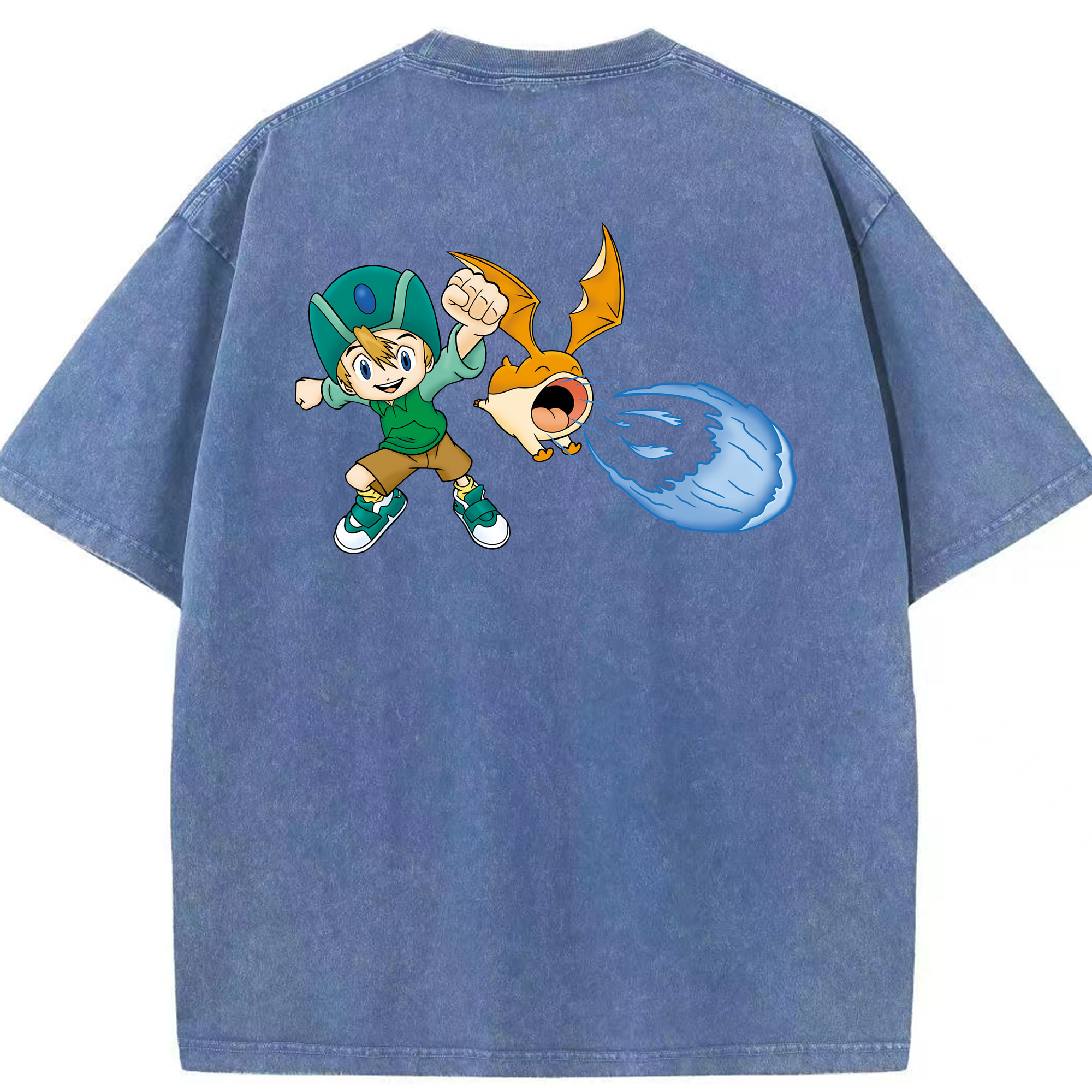 （画像用） Digimon デジタルモンスター/デジモン 綿100% ヴィンテージ風 半袖Tシャツ（背面プリント）