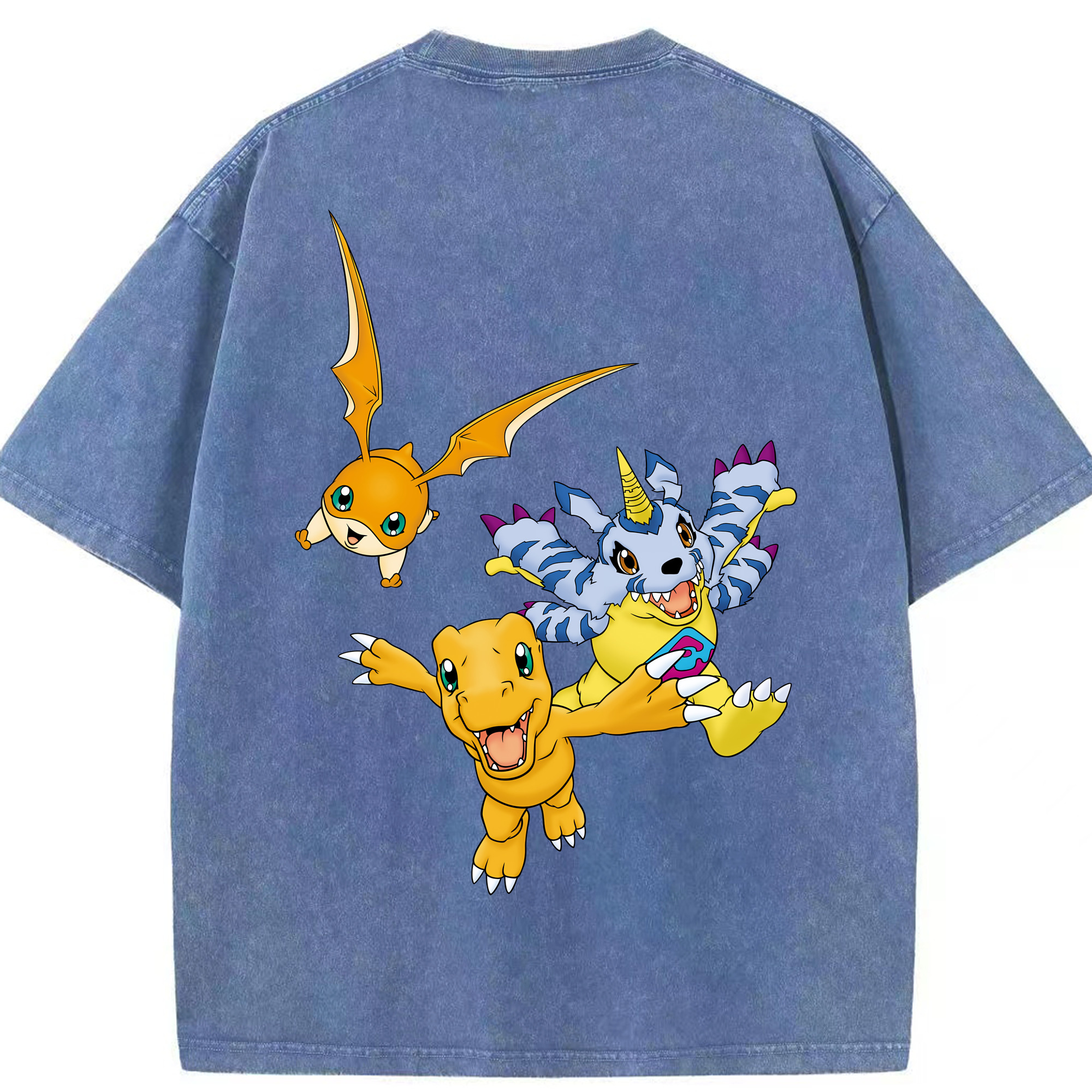 （画像用） Digimon デジタルモンスター/デジモン 綿100% ヴィンテージ風 半袖Tシャツ（背面プリント）