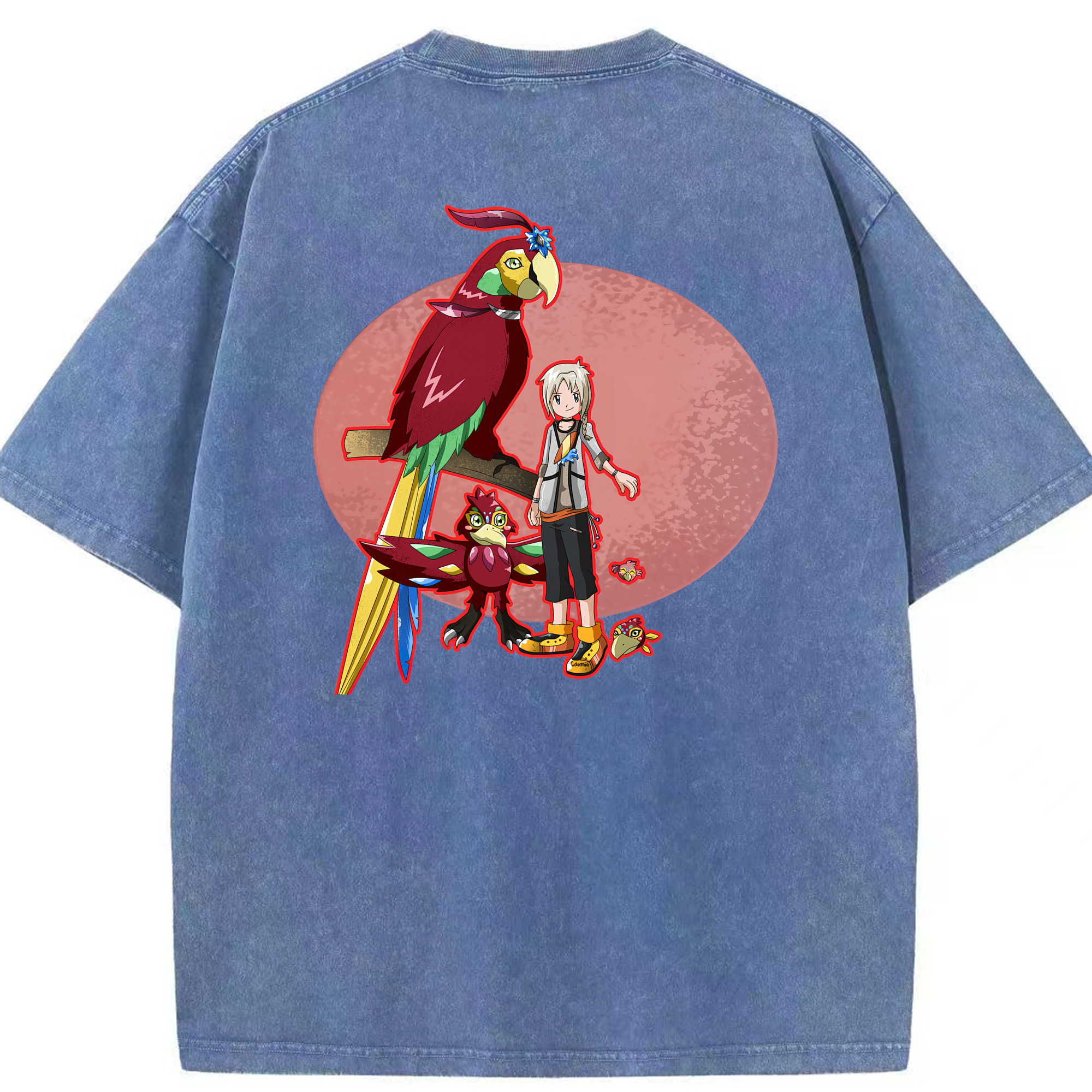 （画像用） Digimon デジタルモンスター/デジモン 綿100% ヴィンテージ風 半袖Tシャツ（背面プリント）