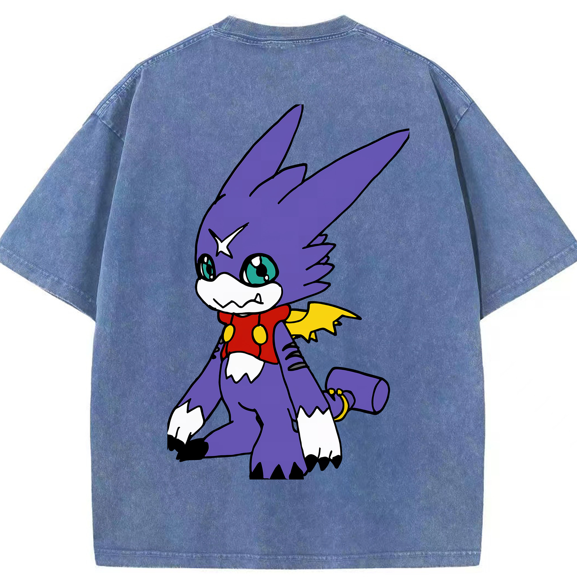 （画像用） Digimon デジタルモンスター/デジモン 綿100% ヴィンテージ風 半袖Tシャツ（背面プリント）