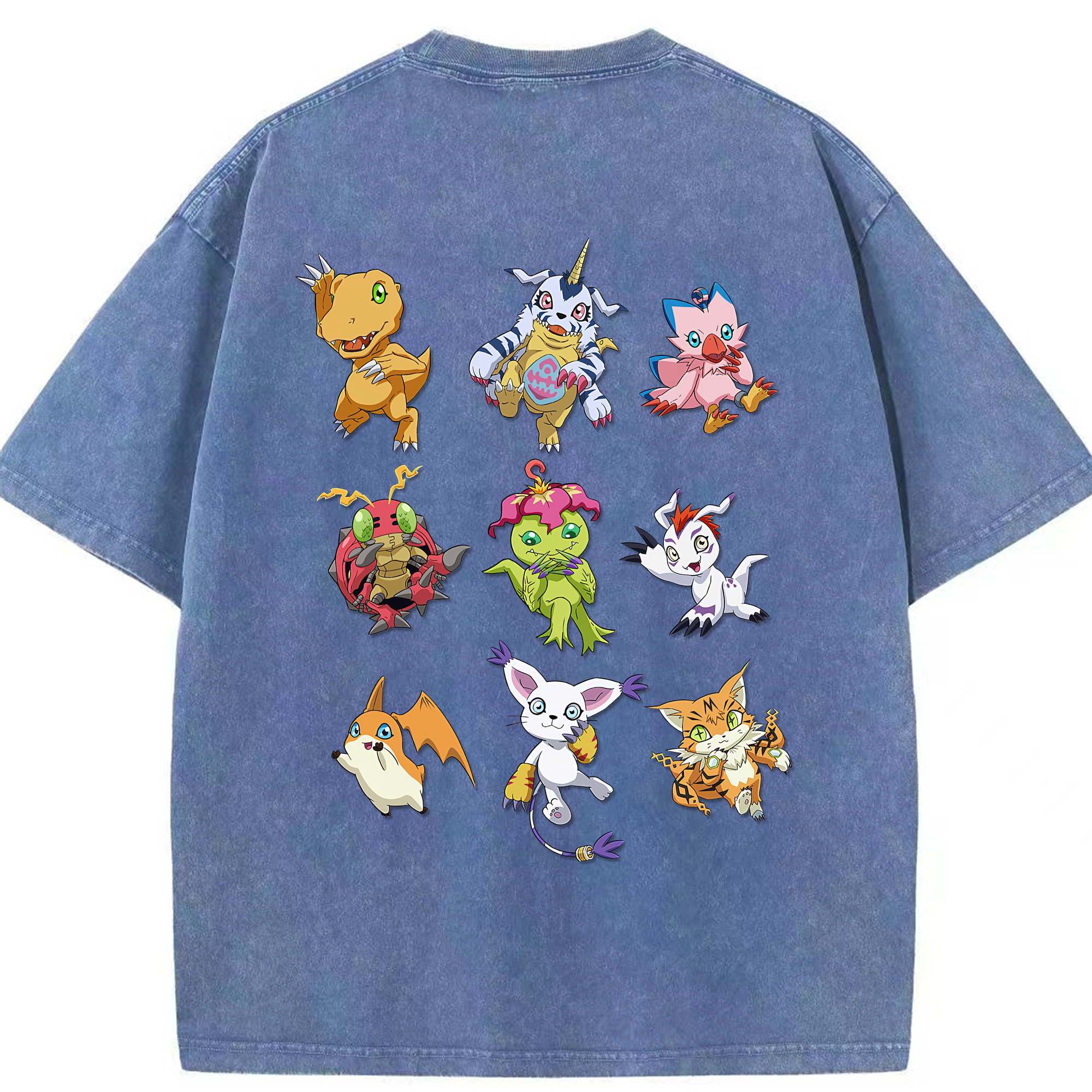 （画像用） Digimon デジタルモンスター/デジモン 綿100% ヴィンテージ風 半袖Tシャツ（背面プリント）