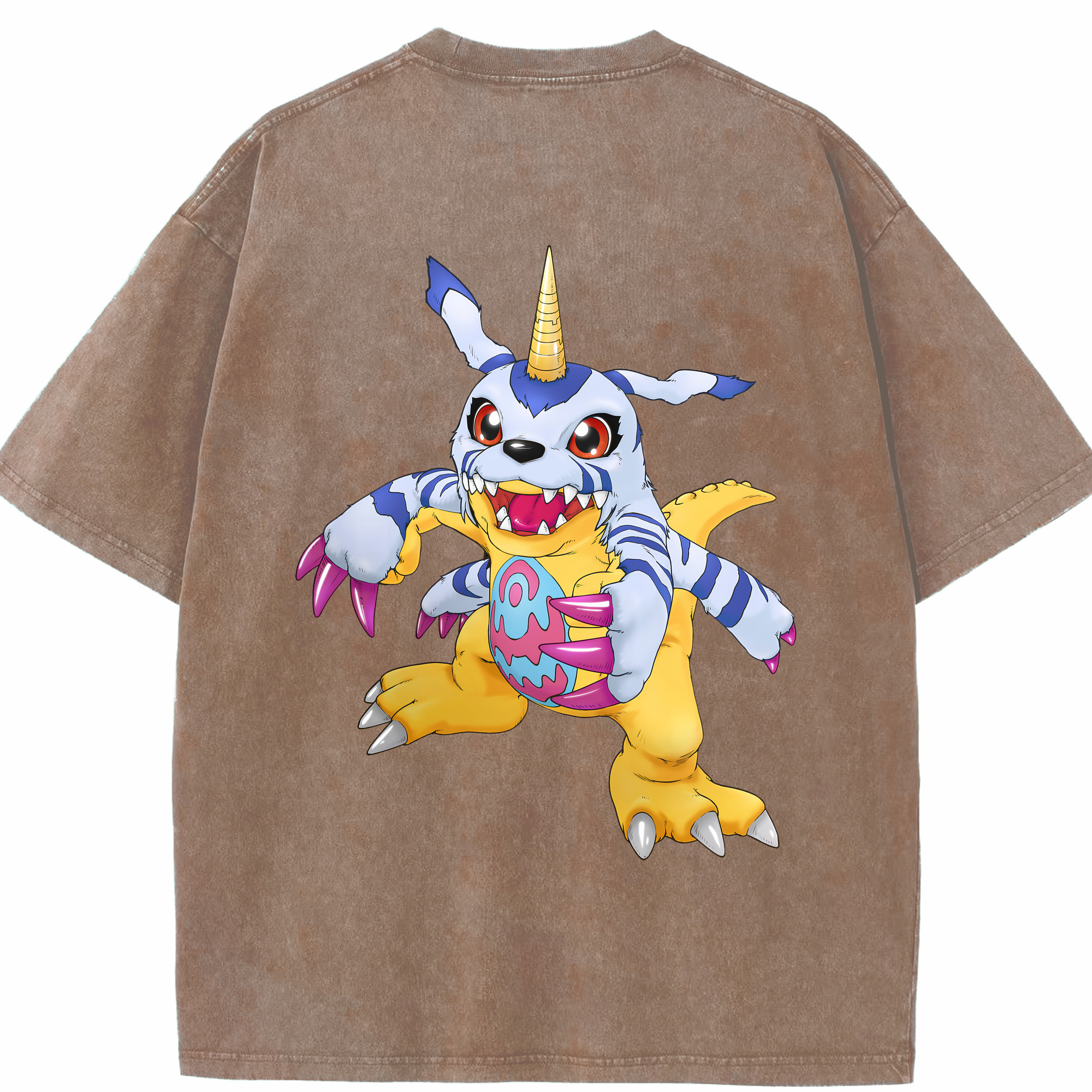 （画像用） Digimon デジタルモンスター/デジモン 綿100% ヴィンテージ風 半袖Tシャツ（背面プリント）