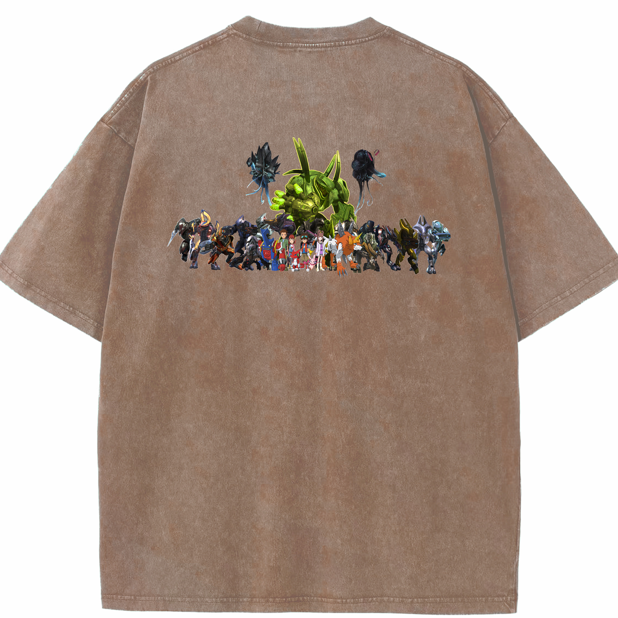 （画像用） Digimon デジタルモンスター/デジモン 綿100% ヴィンテージ風 半袖Tシャツ（背面プリント）