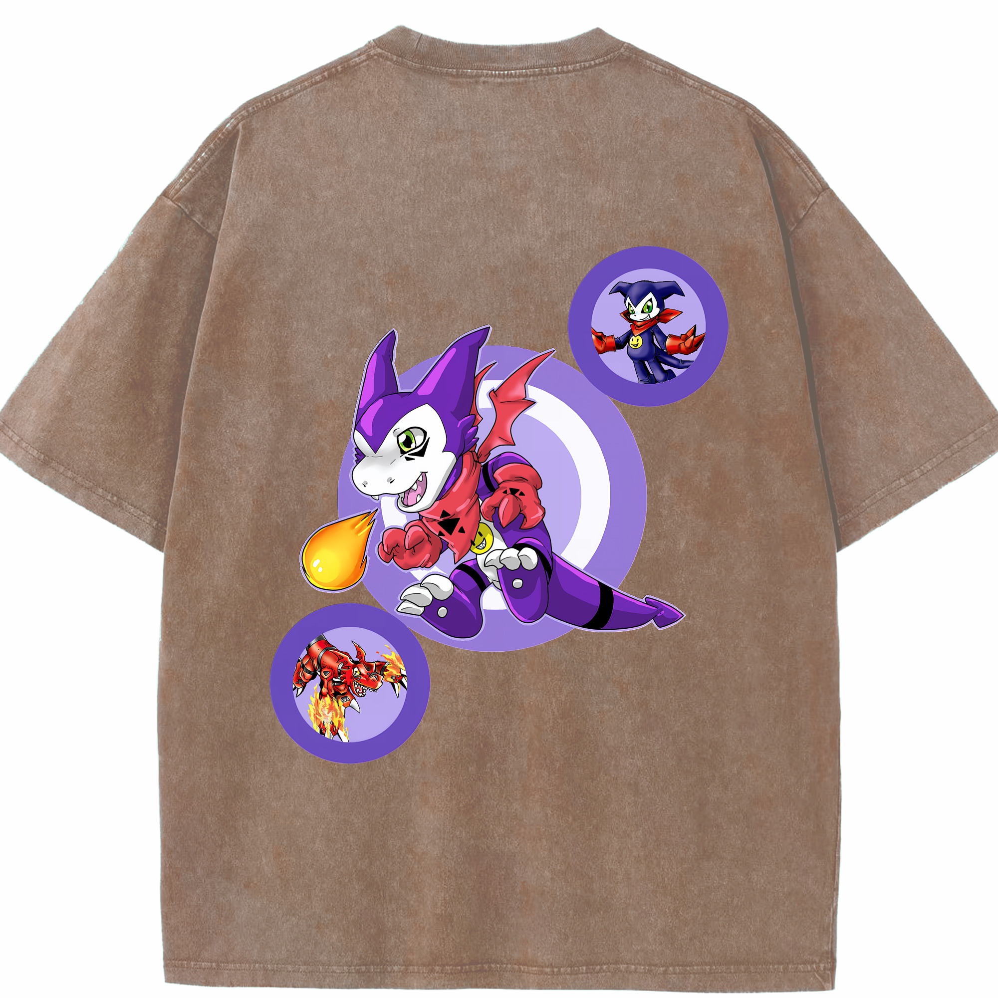 （画像用） Digimon デジタルモンスター/デジモン 綿100% ヴィンテージ風 半袖Tシャツ（背面プリント）