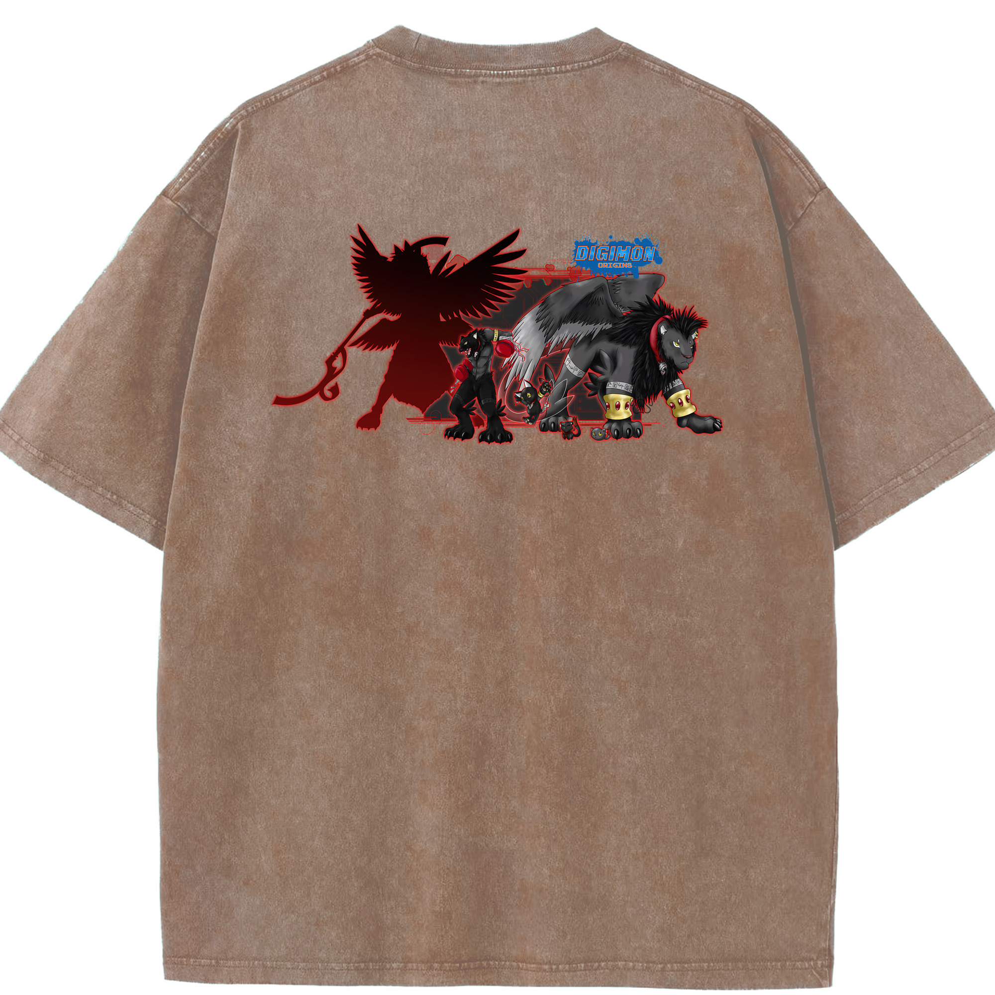 （画像用） Digimon デジタルモンスター/デジモン 綿100% ヴィンテージ風 半袖Tシャツ（背面プリント）