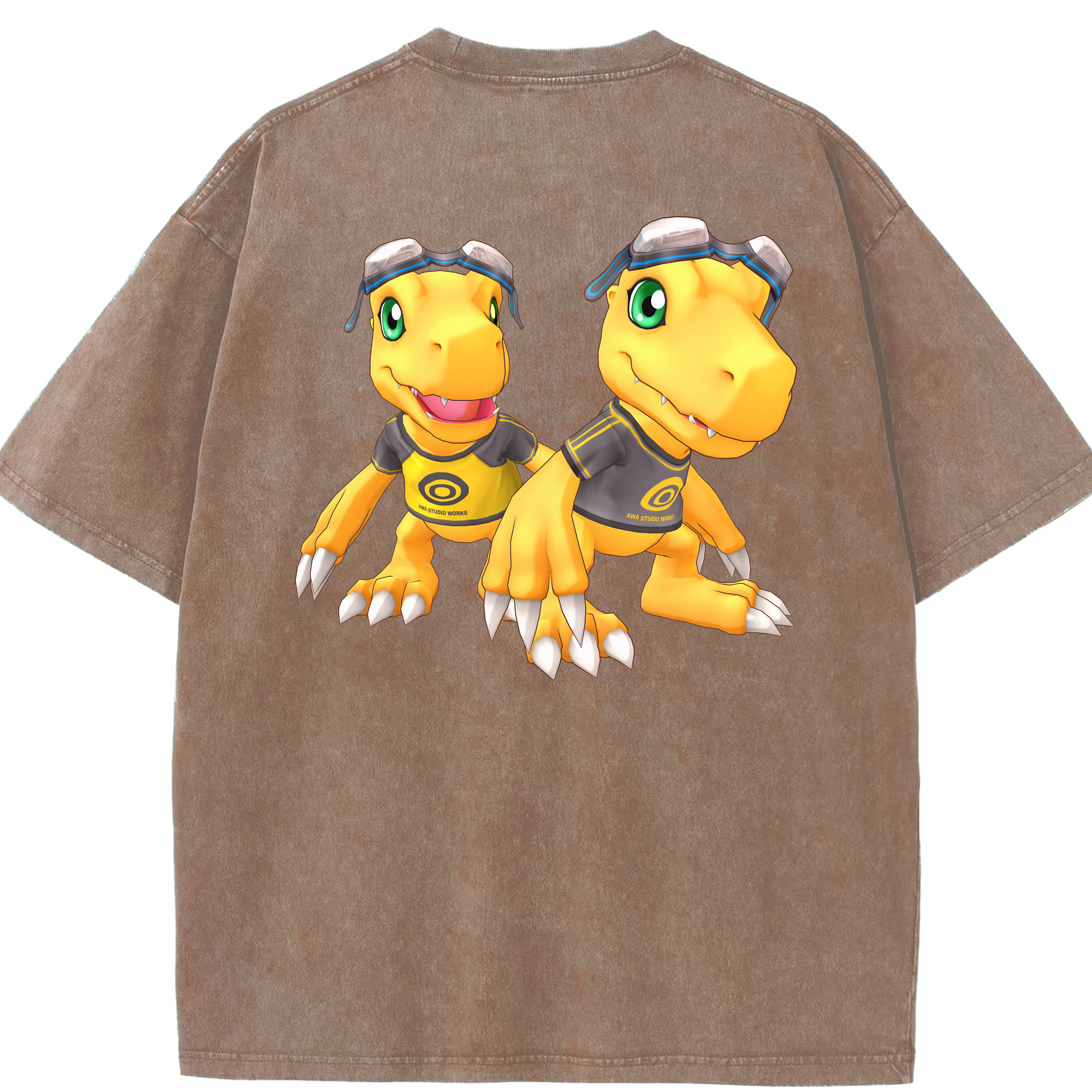 （画像用） Digimon デジタルモンスター/デジモン 綿100% ヴィンテージ風 半袖Tシャツ（背面プリント）
