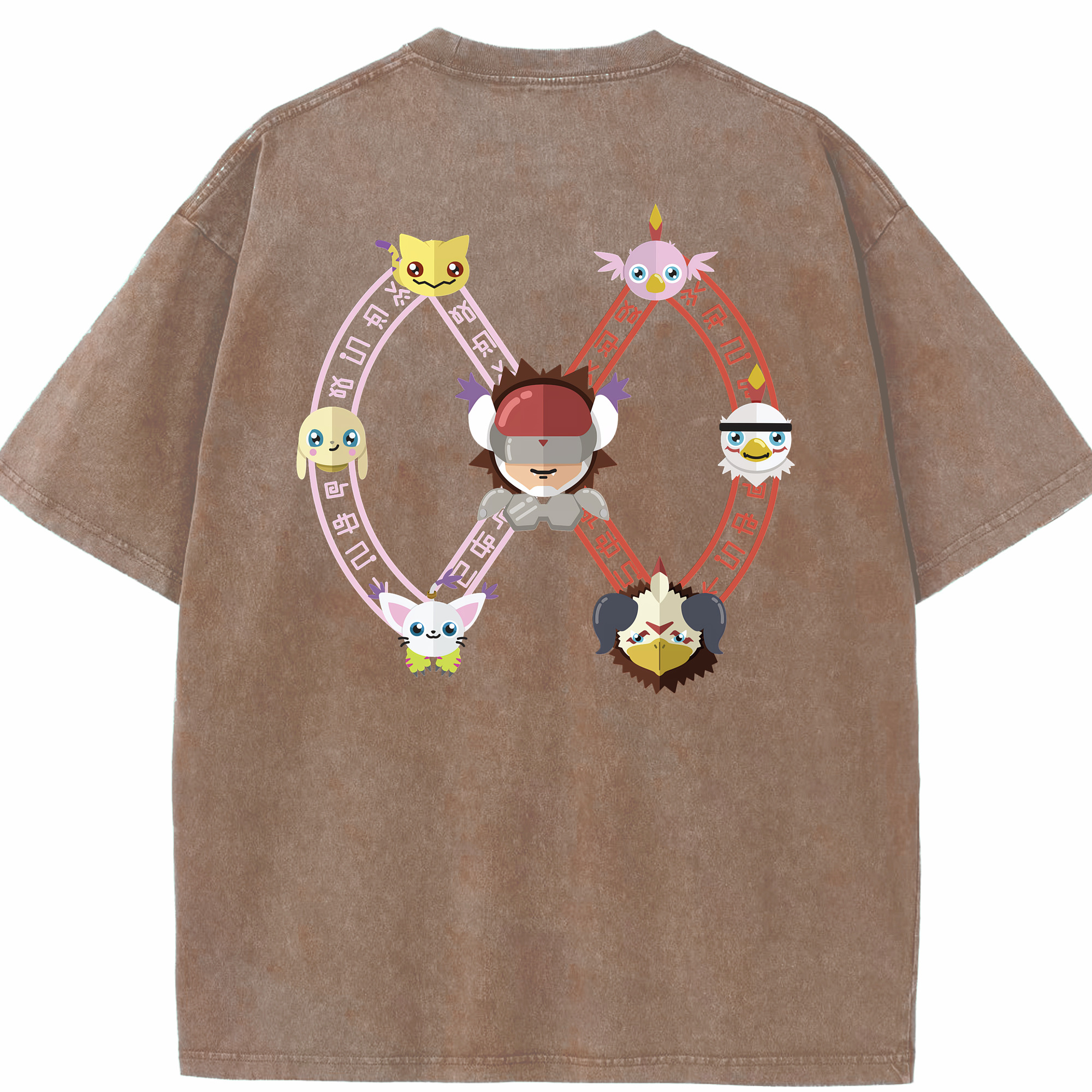 （画像用） Digimon デジタルモンスター/デジモン 綿100% ヴィンテージ風 半袖Tシャツ（背面プリント）