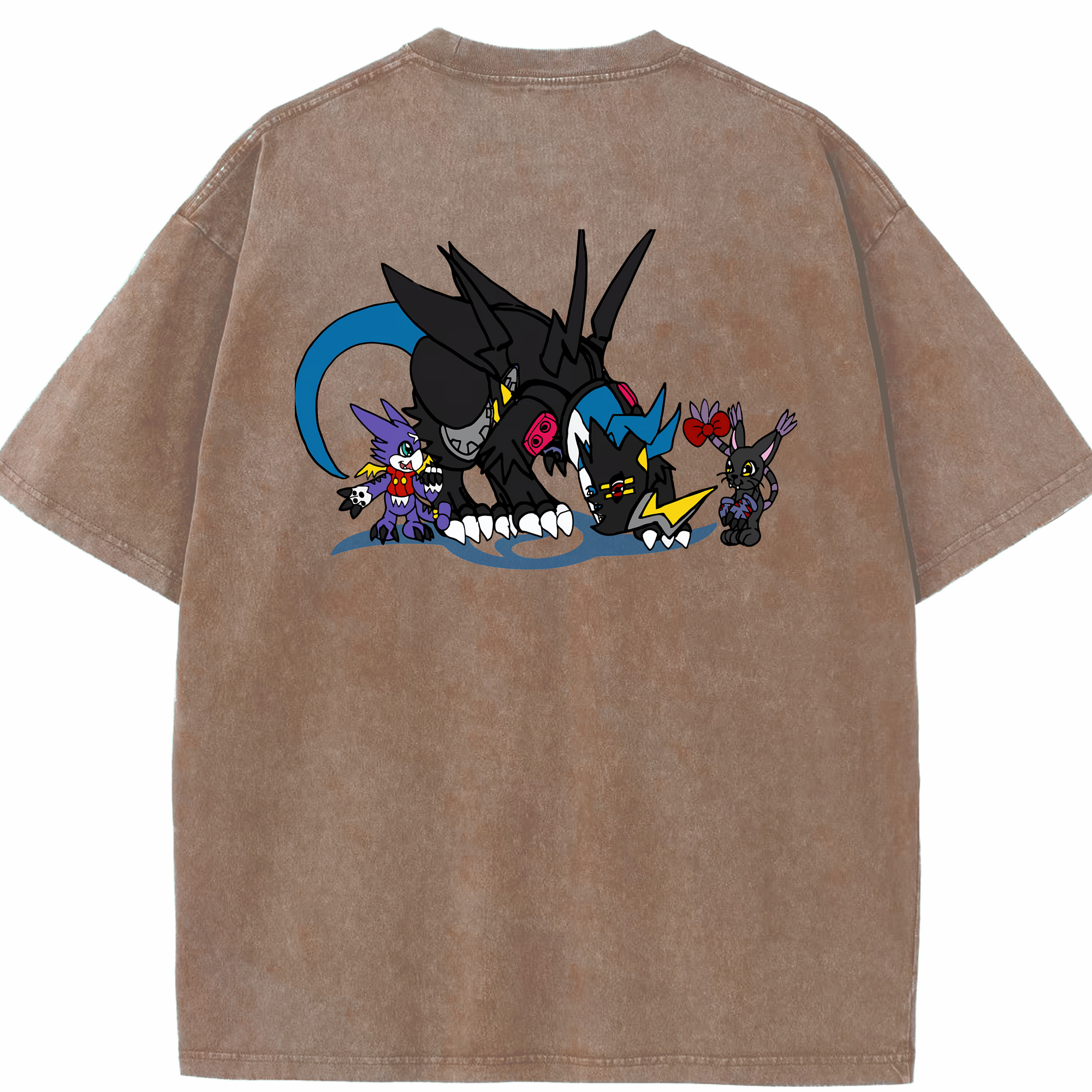 （画像用） Digimon デジタルモンスター/デジモン 綿100% ヴィンテージ風 半袖Tシャツ（背面プリント）