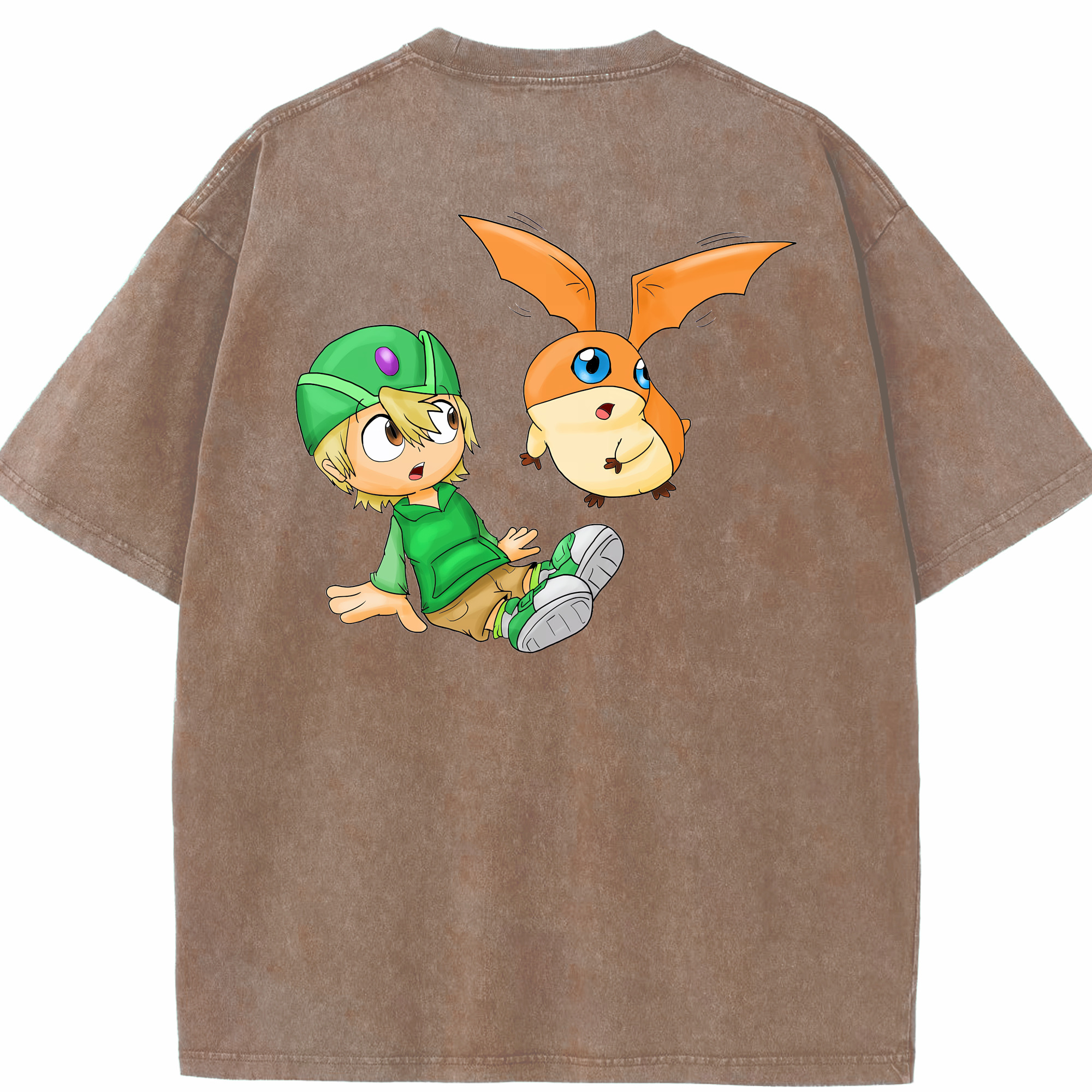 （画像用） Digimon デジタルモンスター/デジモン 綿100% ヴィンテージ風 半袖Tシャツ（背面プリント）