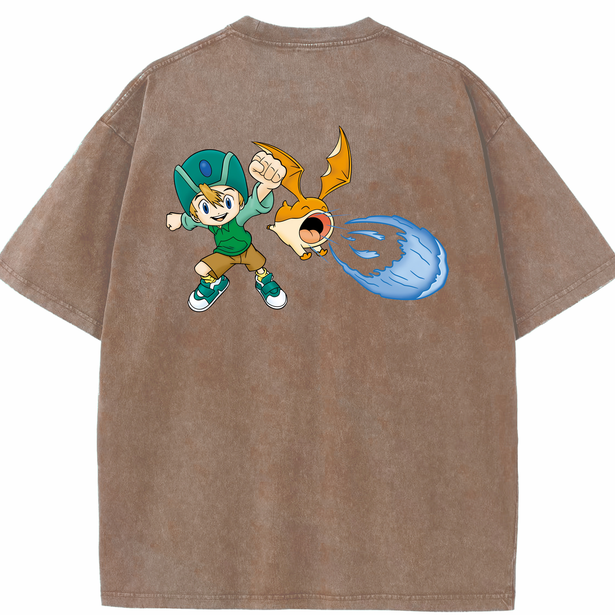 （画像用） Digimon デジタルモンスター/デジモン 綿100% ヴィンテージ風 半袖Tシャツ（背面プリント）
