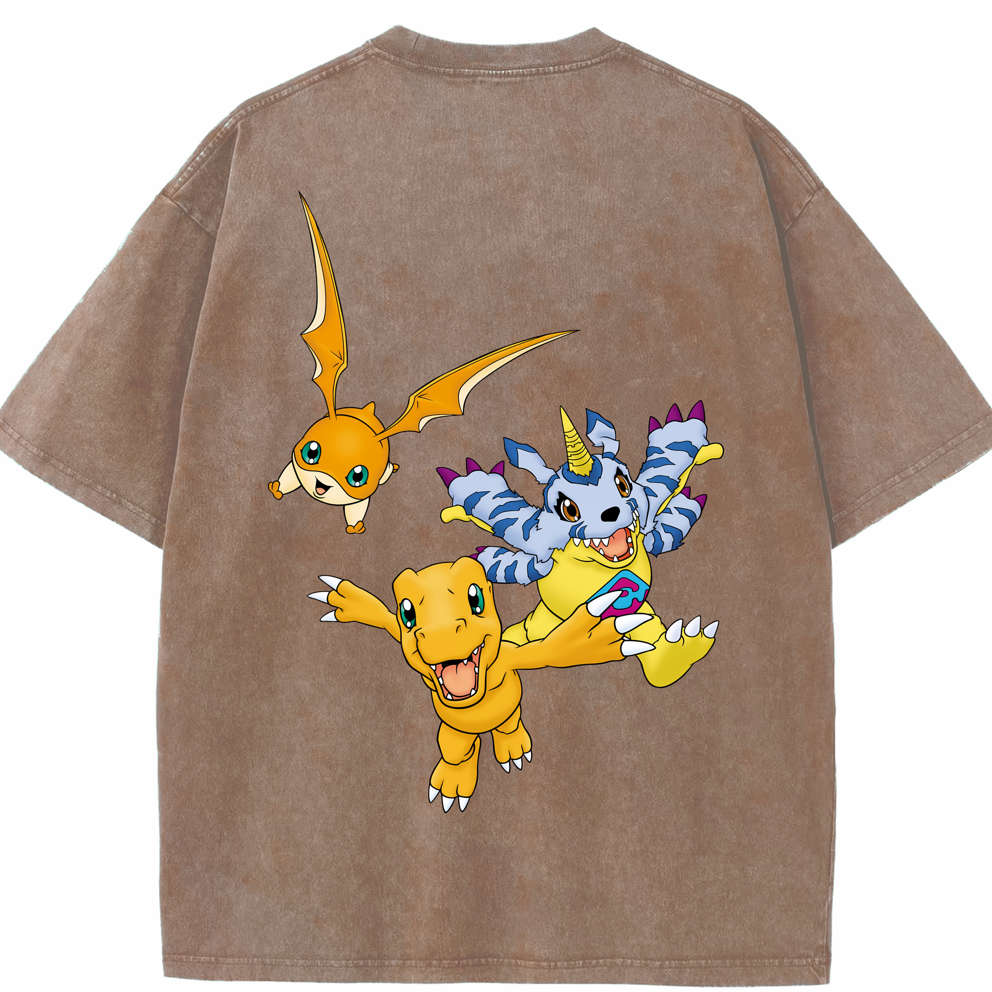 （画像用） Digimon デジタルモンスター/デジモン 綿100% ヴィンテージ風 半袖Tシャツ（背面プリント）