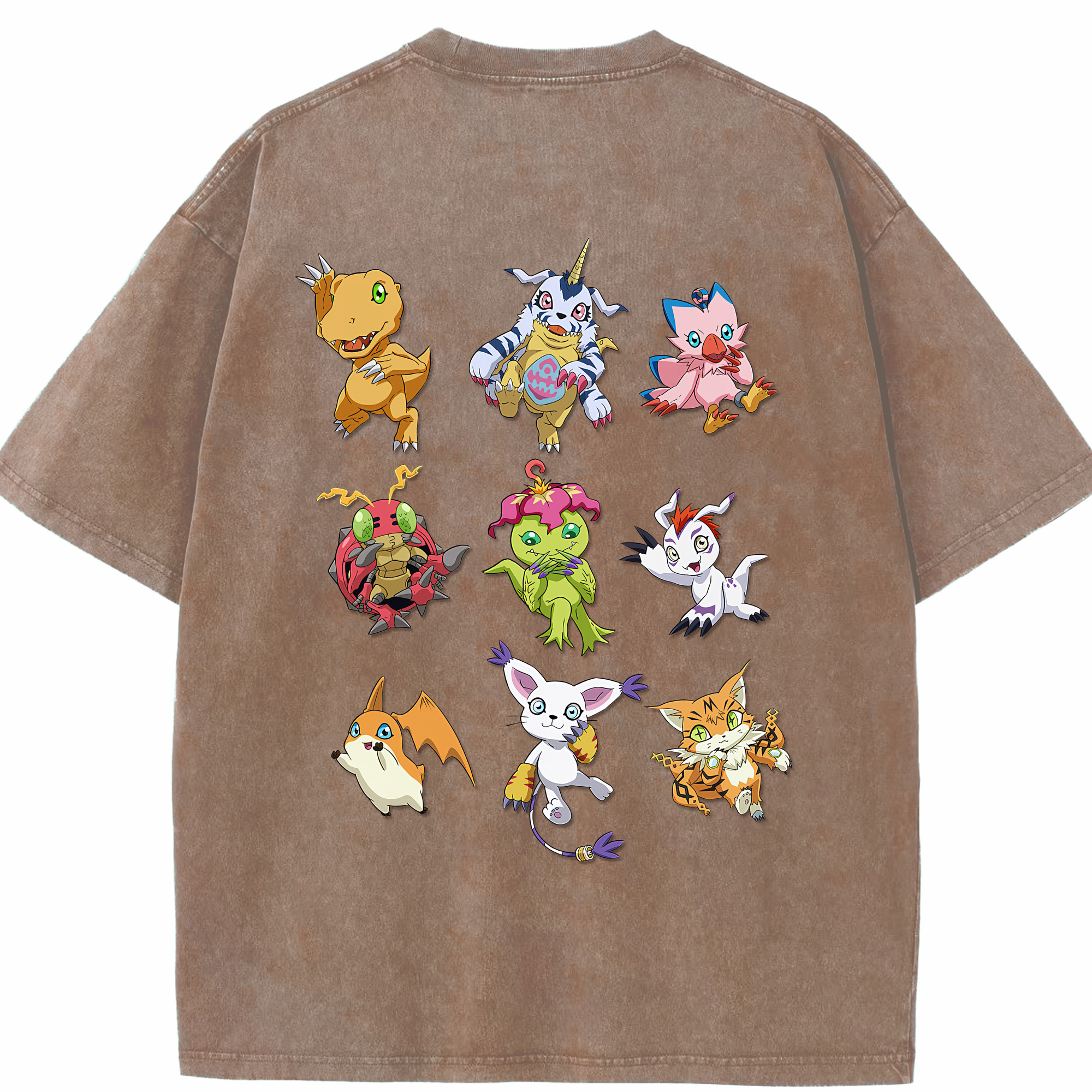 （画像用） Digimon デジタルモンスター/デジモン 綿100% ヴィンテージ風 半袖Tシャツ（背面プリント）