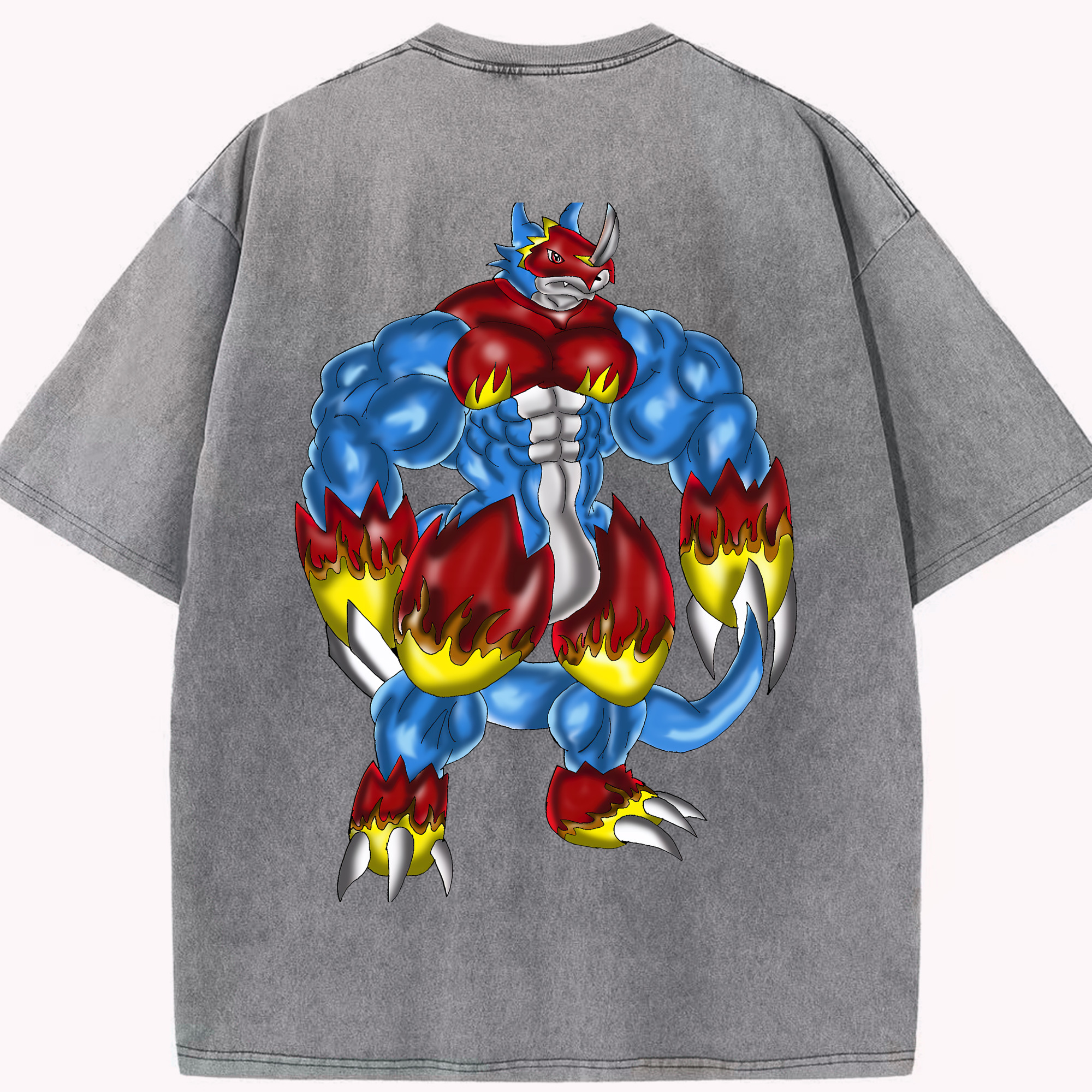（画像用） Digimon デジタルモンスター/デジモン 綿100% ヴィンテージ風 半袖Tシャツ（背面プリント）