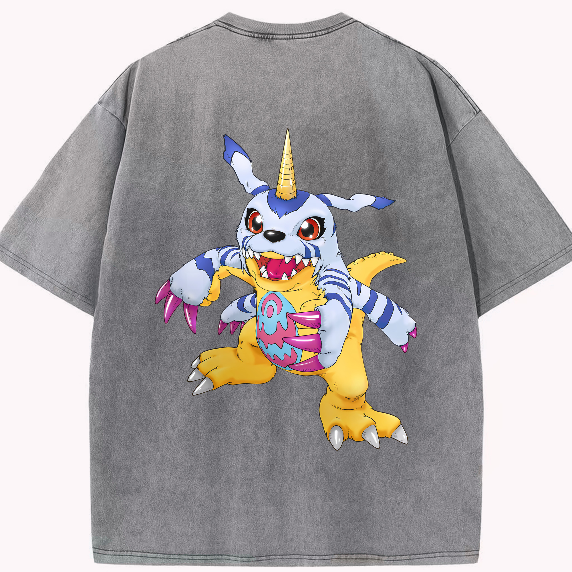 （画像用） Digimon デジタルモンスター/デジモン 綿100% ヴィンテージ風 半袖Tシャツ（背面プリント）