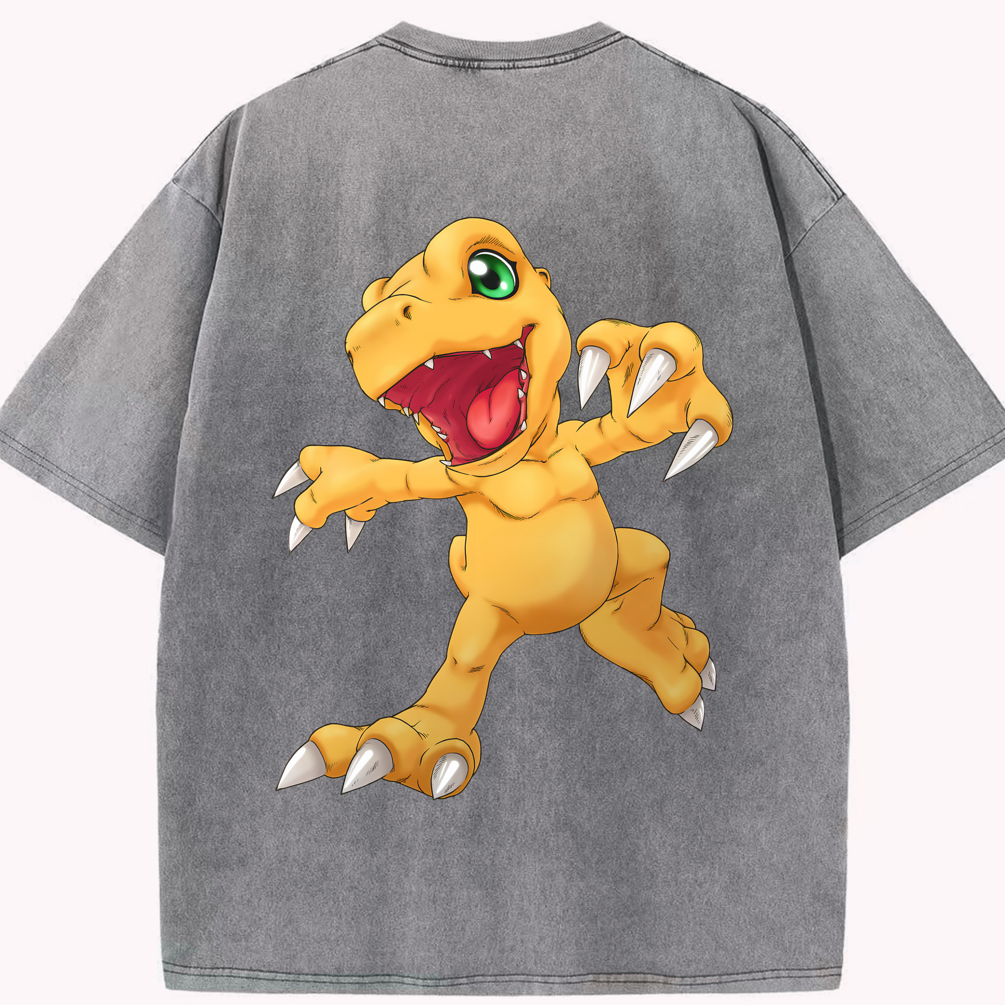 （画像用） Digimon デジタルモンスター/デジモン 綿100% ヴィンテージ風 半袖Tシャツ（背面プリント）
