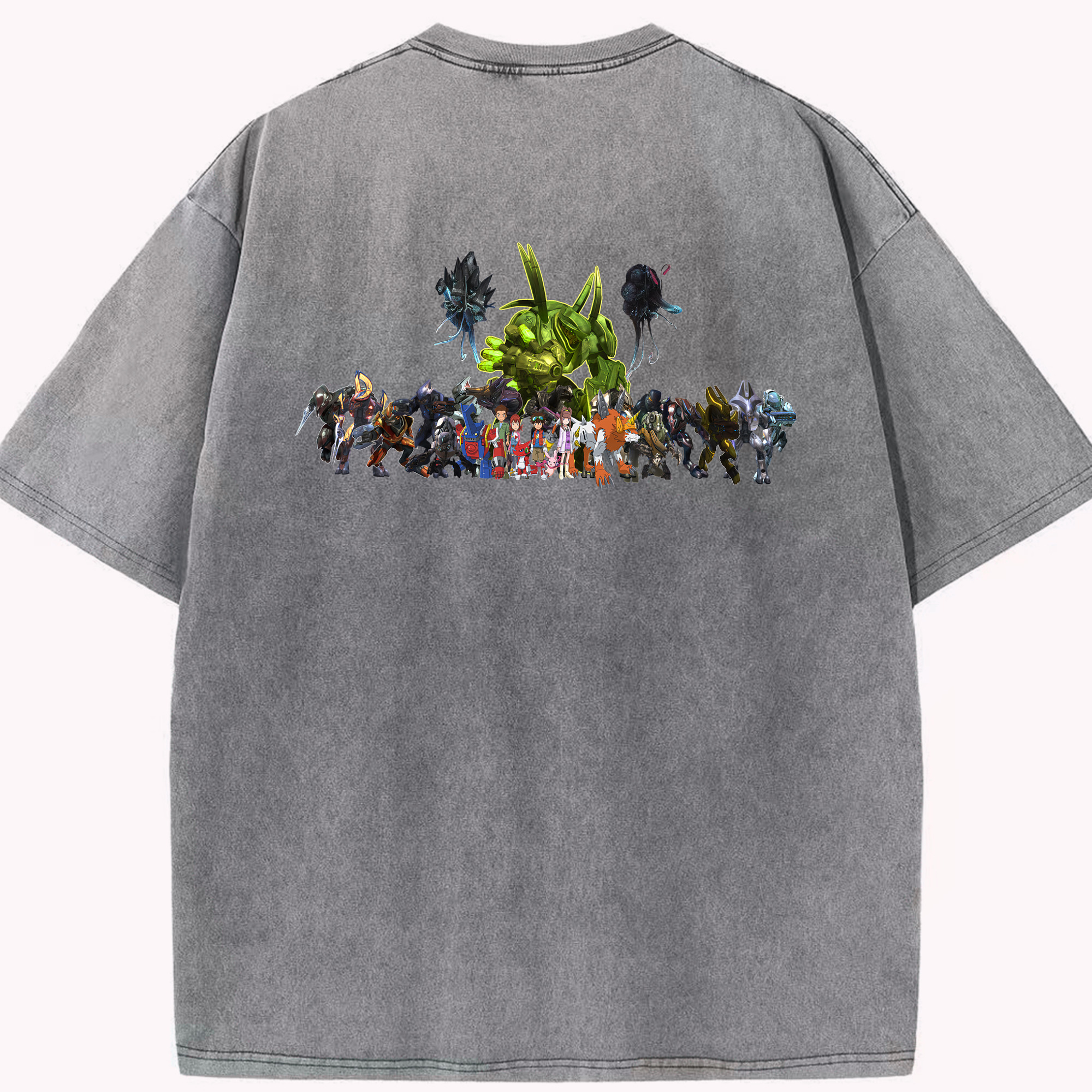 （画像用） Digimon デジタルモンスター/デジモン 綿100% ヴィンテージ風 半袖Tシャツ（背面プリント）