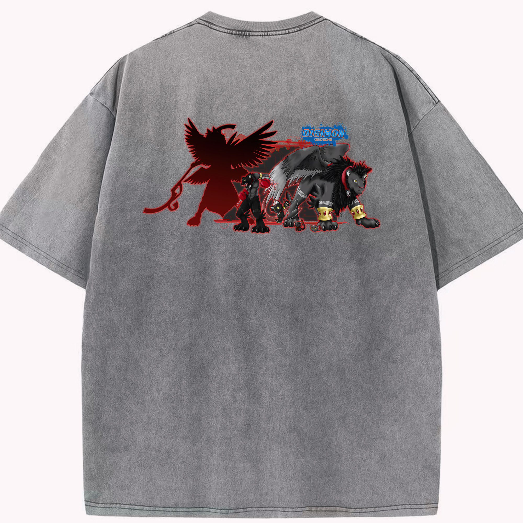 （画像用） Digimon デジタルモンスター/デジモン 綿100% ヴィンテージ風 半袖Tシャツ（背面プリント）