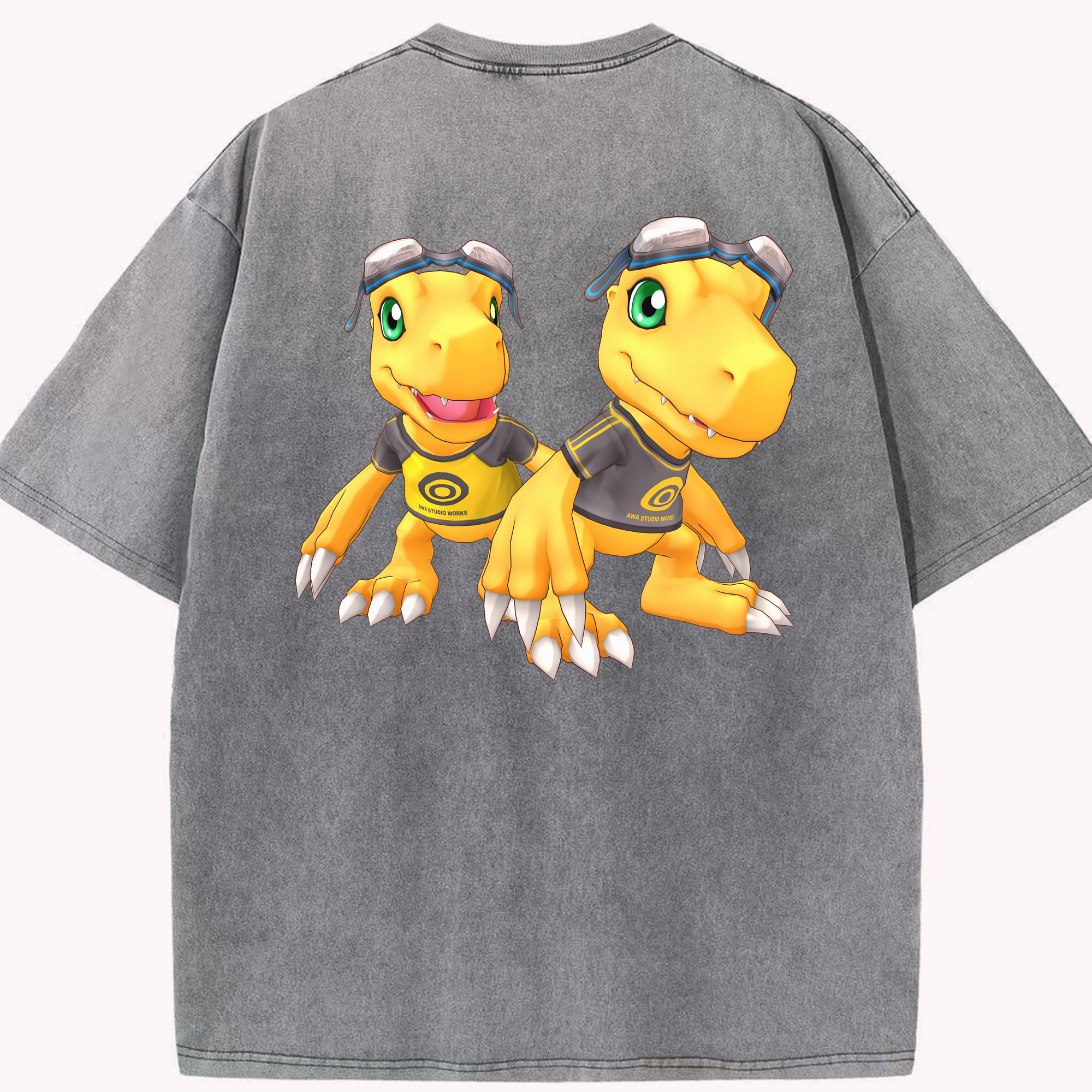 （画像用） Digimon デジタルモンスター/デジモン 綿100% ヴィンテージ風 半袖Tシャツ（背面プリント）