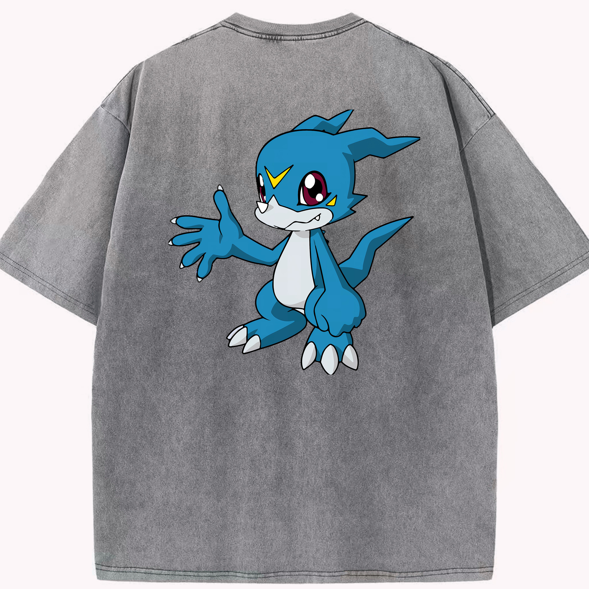 （画像用） Digimon デジタルモンスター/デジモン 綿100% ヴィンテージ風 半袖Tシャツ（背面プリント）