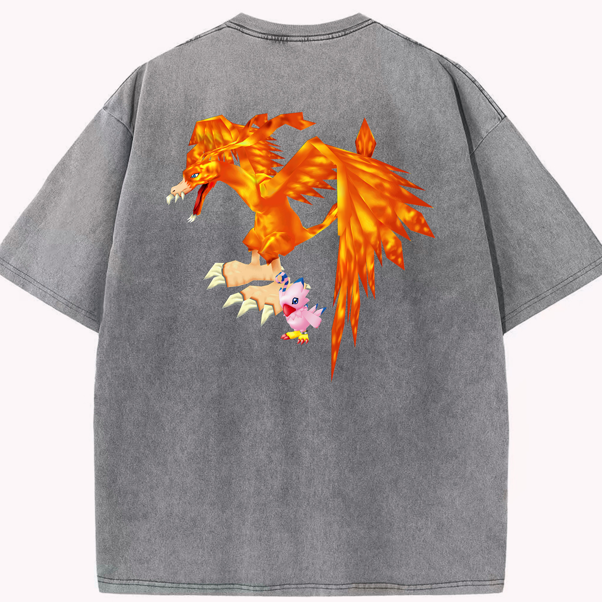 （画像用） Digimon デジタルモンスター/デジモン 綿100% ヴィンテージ風 半袖Tシャツ（背面プリント）