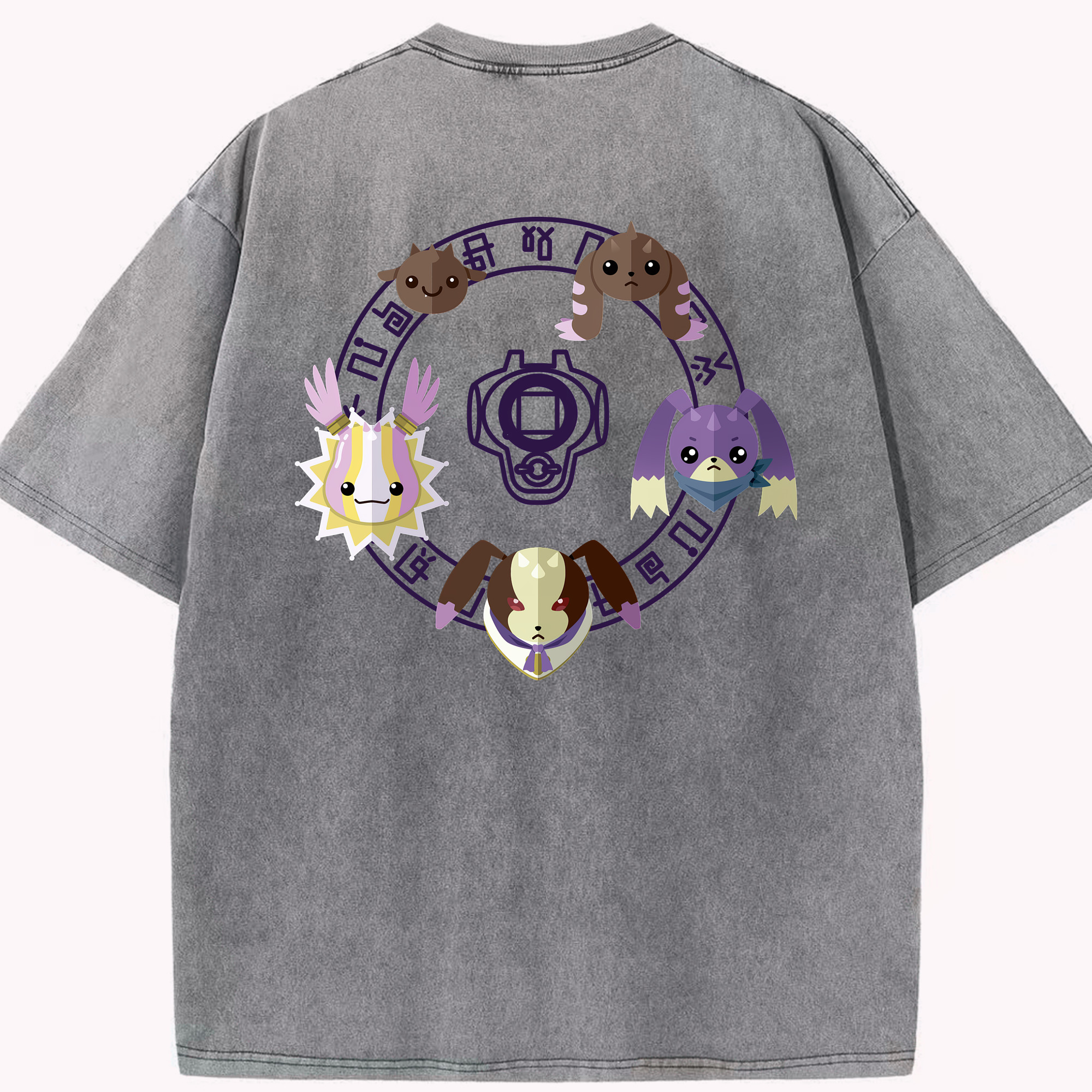 （画像用） Digimon デジタルモンスター/デジモン 綿100% ヴィンテージ風 半袖Tシャツ（背面プリント）