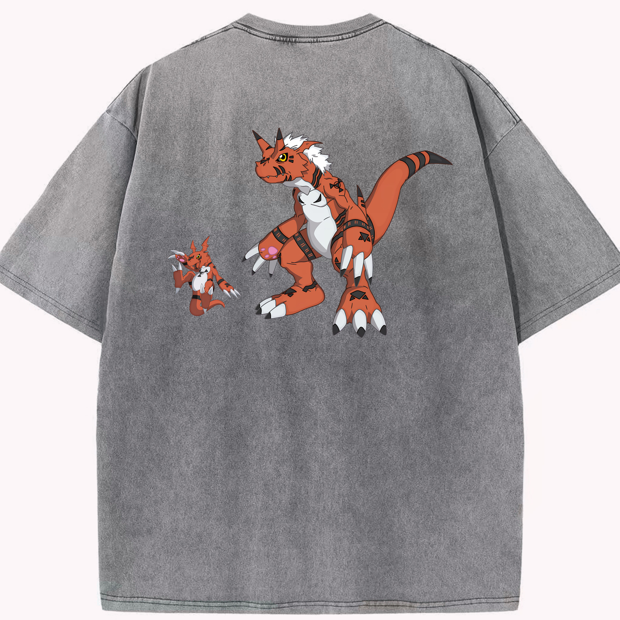 （画像用） Digimon デジタルモンスター/デジモン 綿100% ヴィンテージ風 半袖Tシャツ（背面プリント）