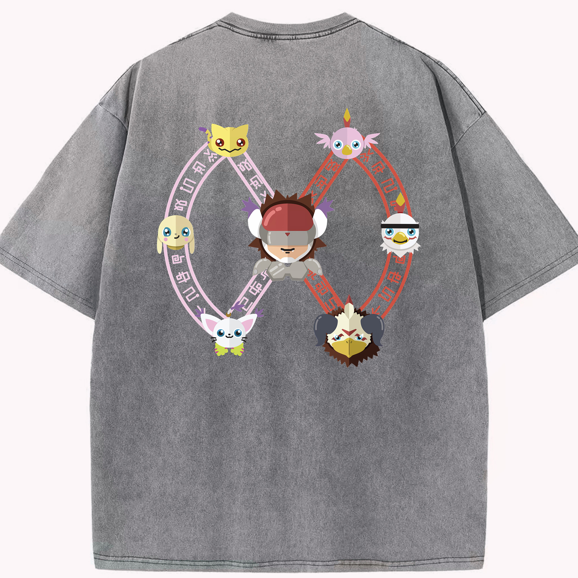 （画像用） Digimon デジタルモンスター/デジモン 綿100% ヴィンテージ風 半袖Tシャツ（背面プリント）