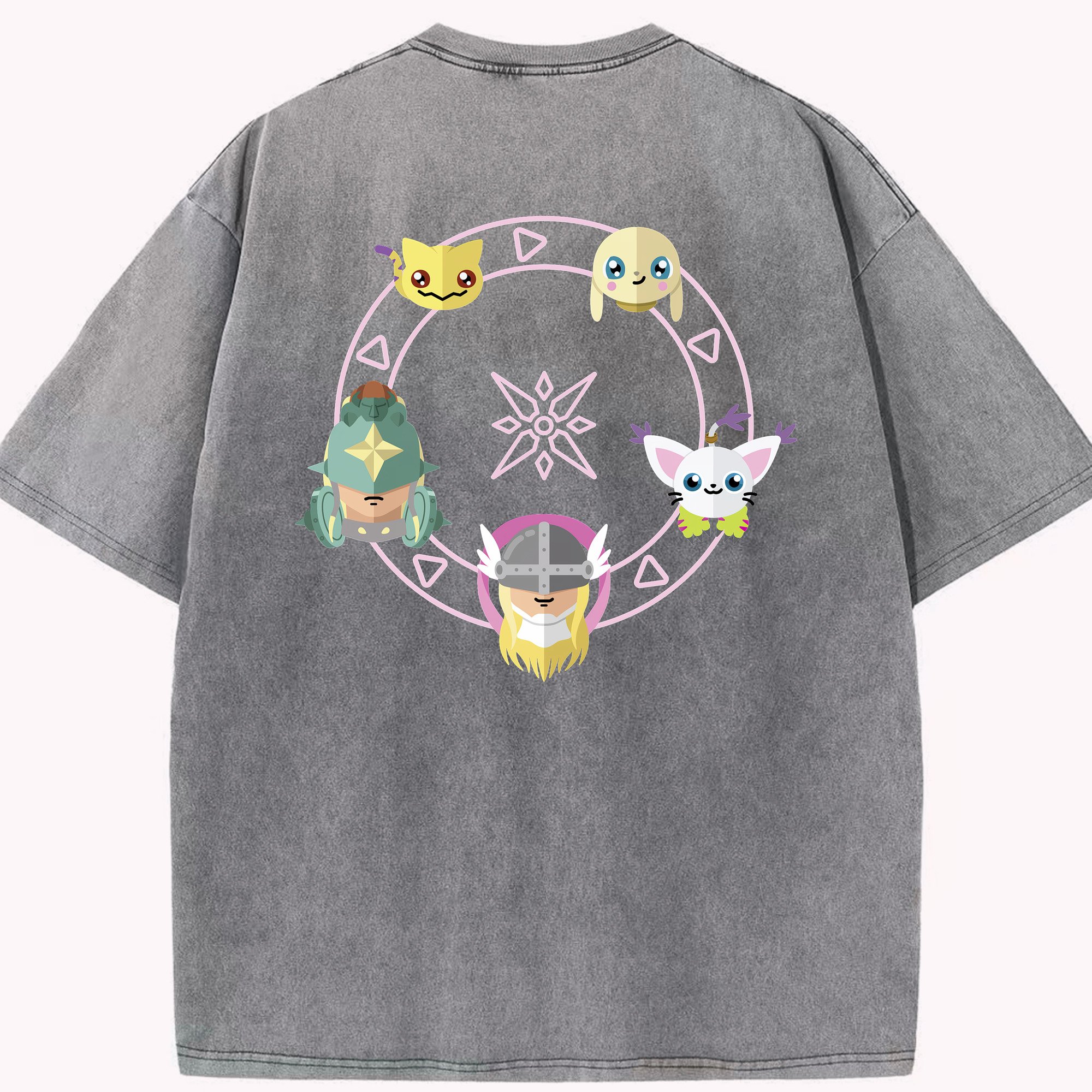 （画像用） Digimon デジタルモンスター/デジモン 綿100% ヴィンテージ風 半袖Tシャツ（背面プリント）