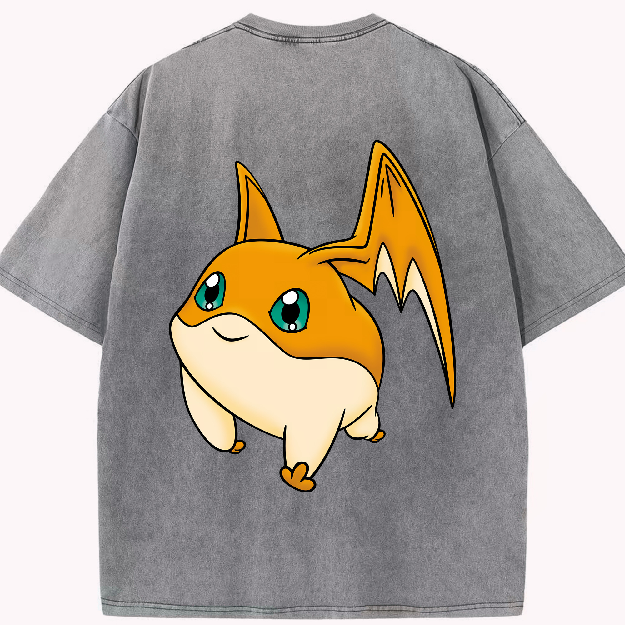 （画像用） Digimon デジタルモンスター/デジモン 綿100% ヴィンテージ風 半袖Tシャツ（背面プリント）