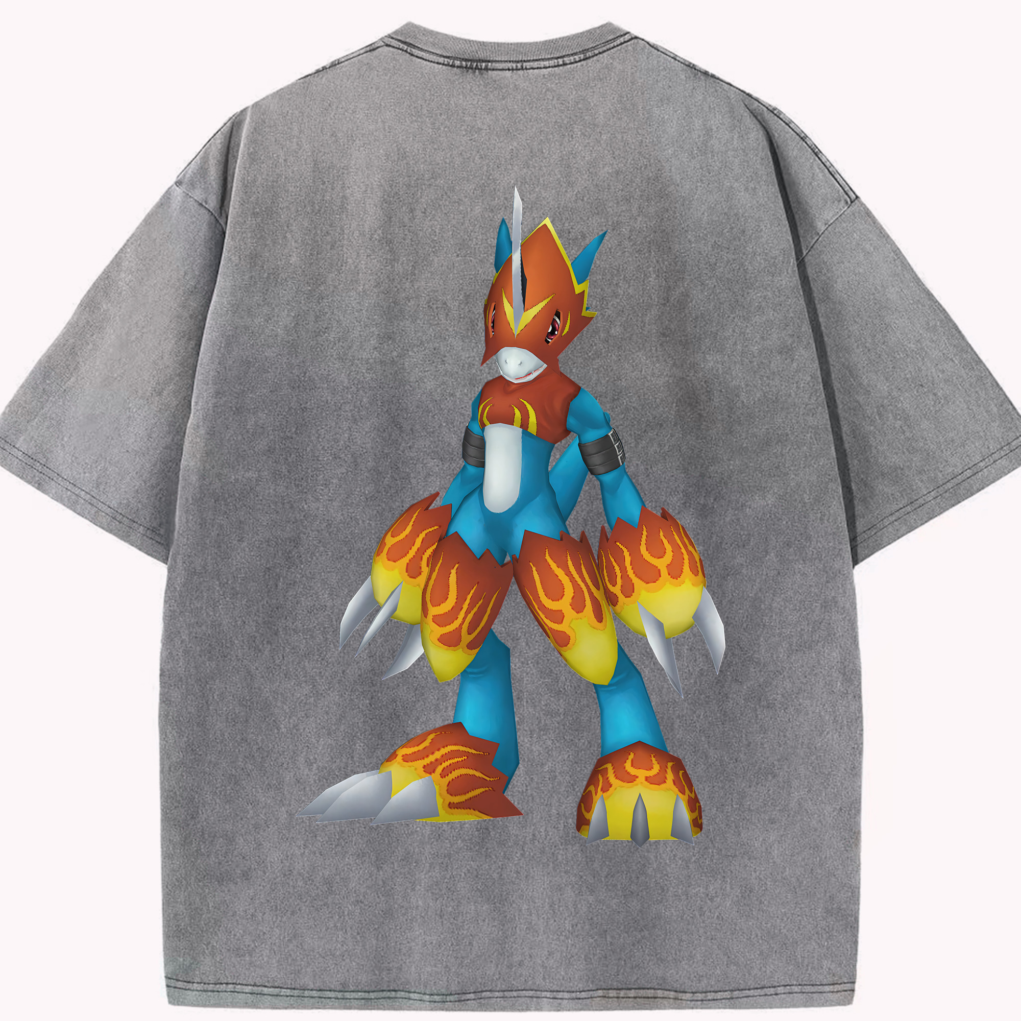（画像用） Digimon デジタルモンスター/デジモン 綿100% ヴィンテージ風 半袖Tシャツ（背面プリント）