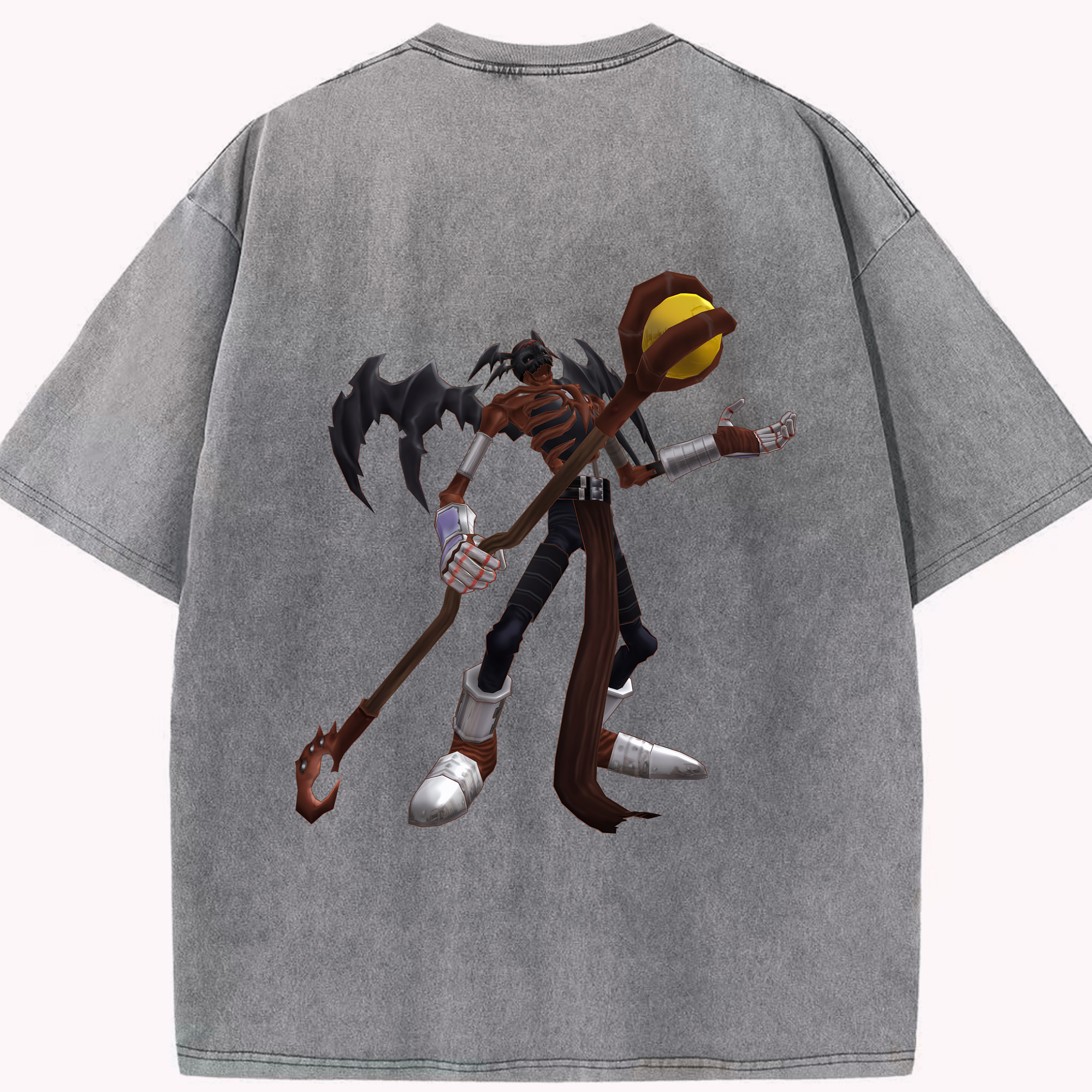 （画像用） Digimon デジタルモンスター/デジモン 綿100% ヴィンテージ風 半袖Tシャツ（背面プリント）