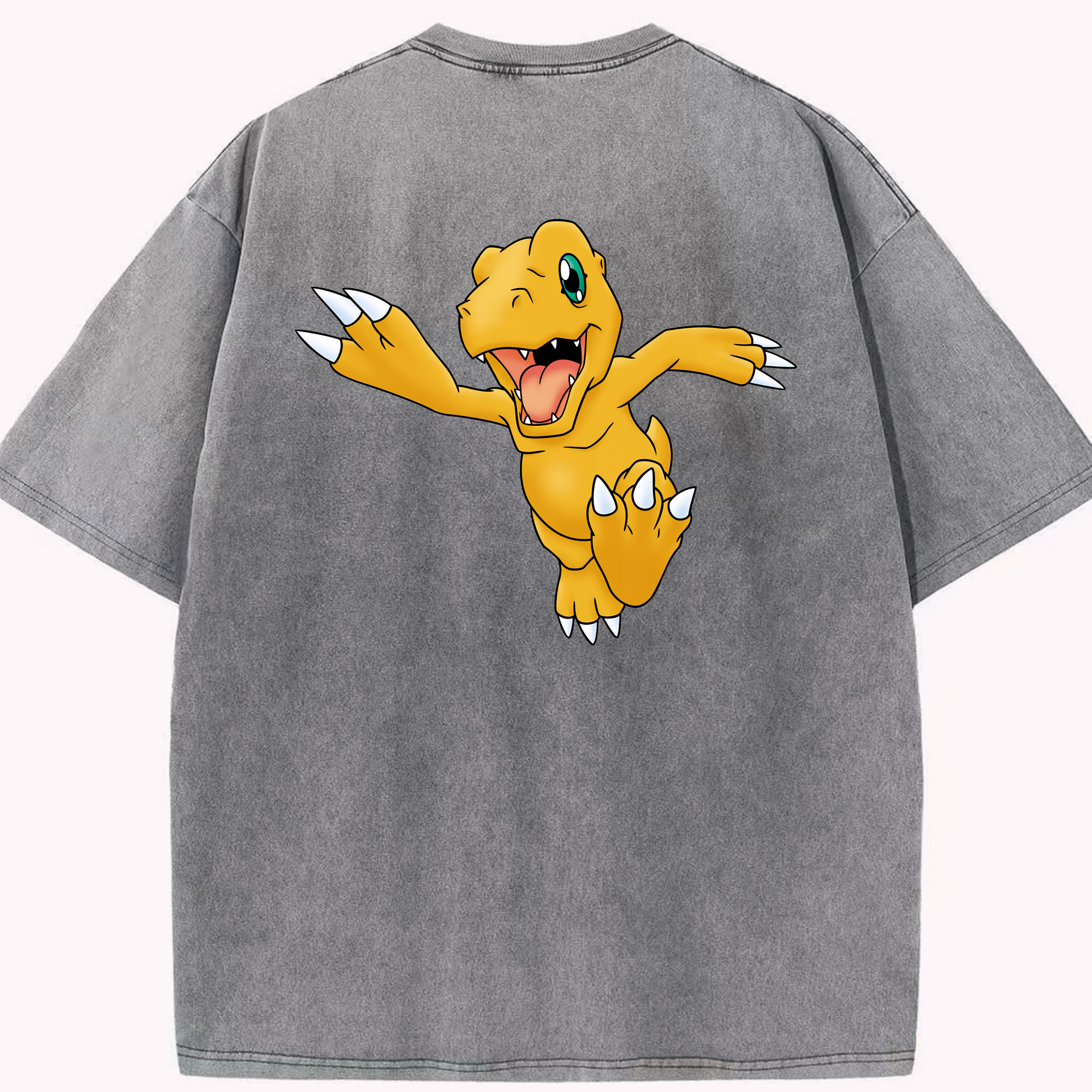 （画像用） Digimon デジタルモンスター/デジモン 綿100% ヴィンテージ風 半袖Tシャツ（背面プリント）