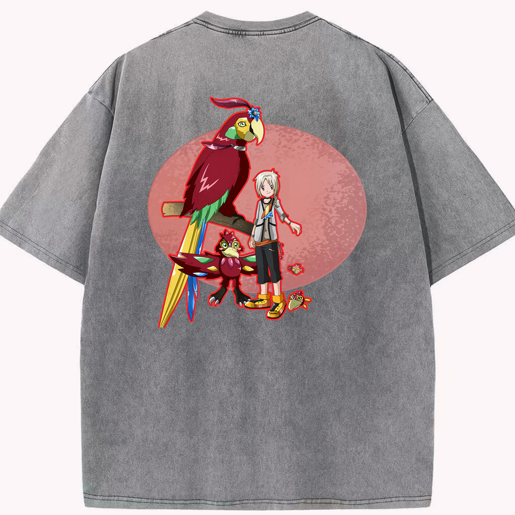 （画像用） Digimon デジタルモンスター/デジモン 綿100% ヴィンテージ風 半袖Tシャツ（背面プリント）