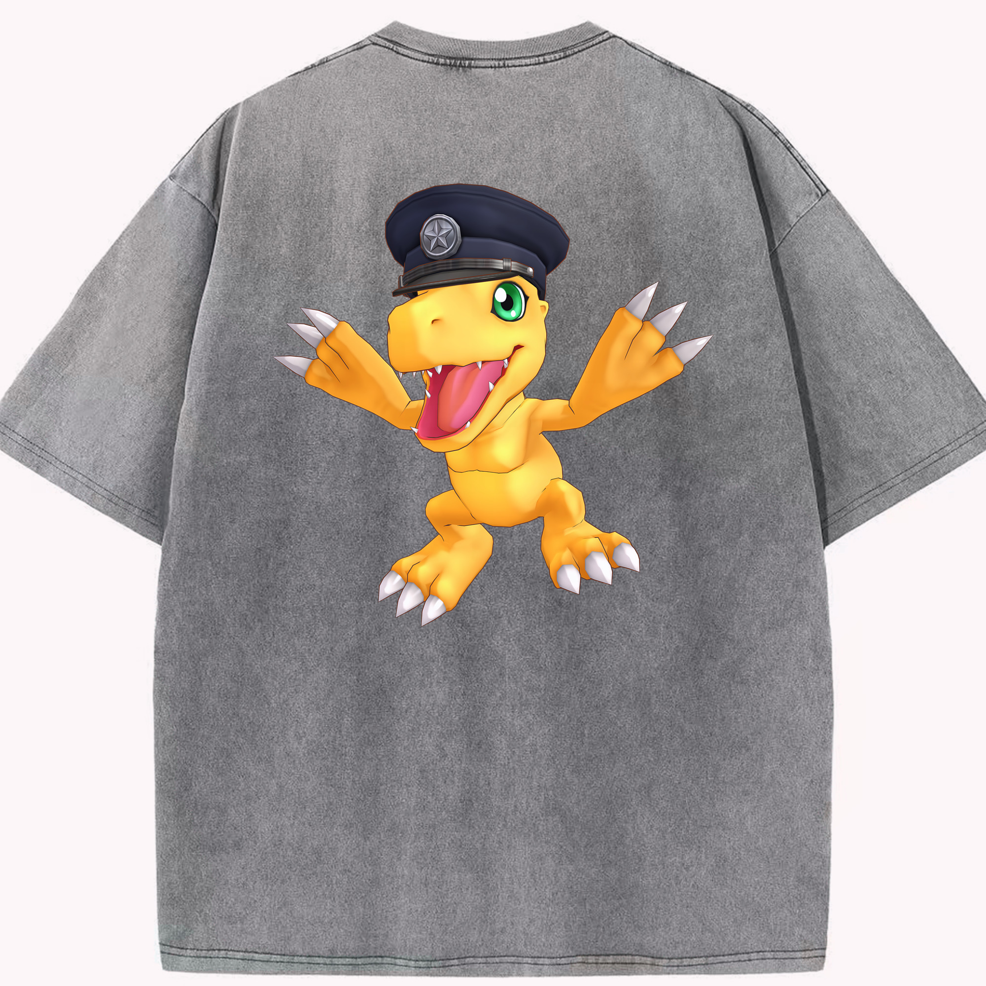 （画像用） Digimon デジタルモンスター/デジモン 綿100% ヴィンテージ風 半袖Tシャツ（背面プリント）
