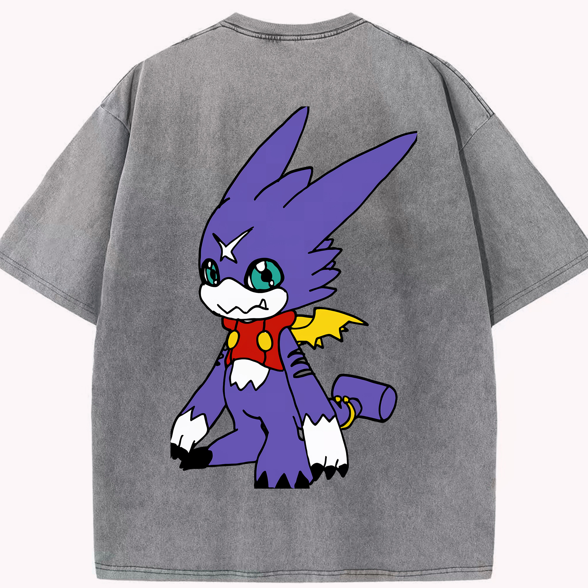 （画像用） Digimon デジタルモンスター/デジモン 綿100% ヴィンテージ風 半袖Tシャツ（背面プリント）
