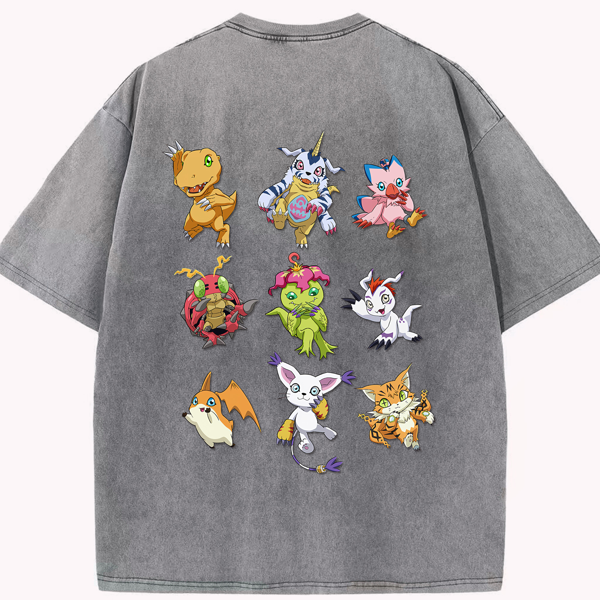 （画像用） Digimon デジタルモンスター/デジモン 綿100% ヴィンテージ風 半袖Tシャツ（背面プリント）
