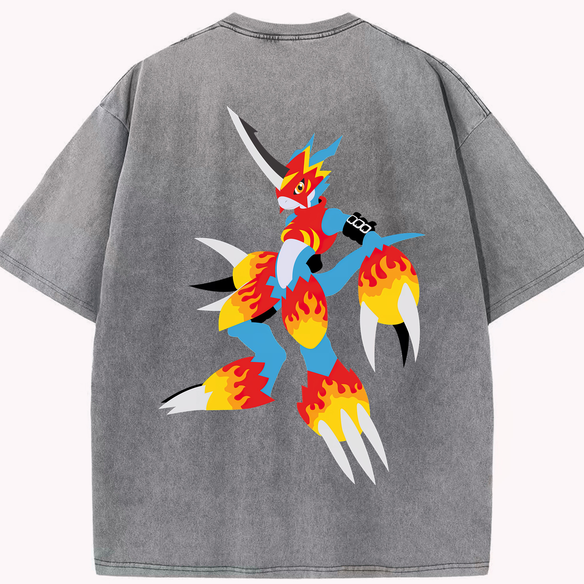 （画像用） Digimon デジタルモンスター/デジモン 綿100% ヴィンテージ風 半袖Tシャツ（背面プリント）