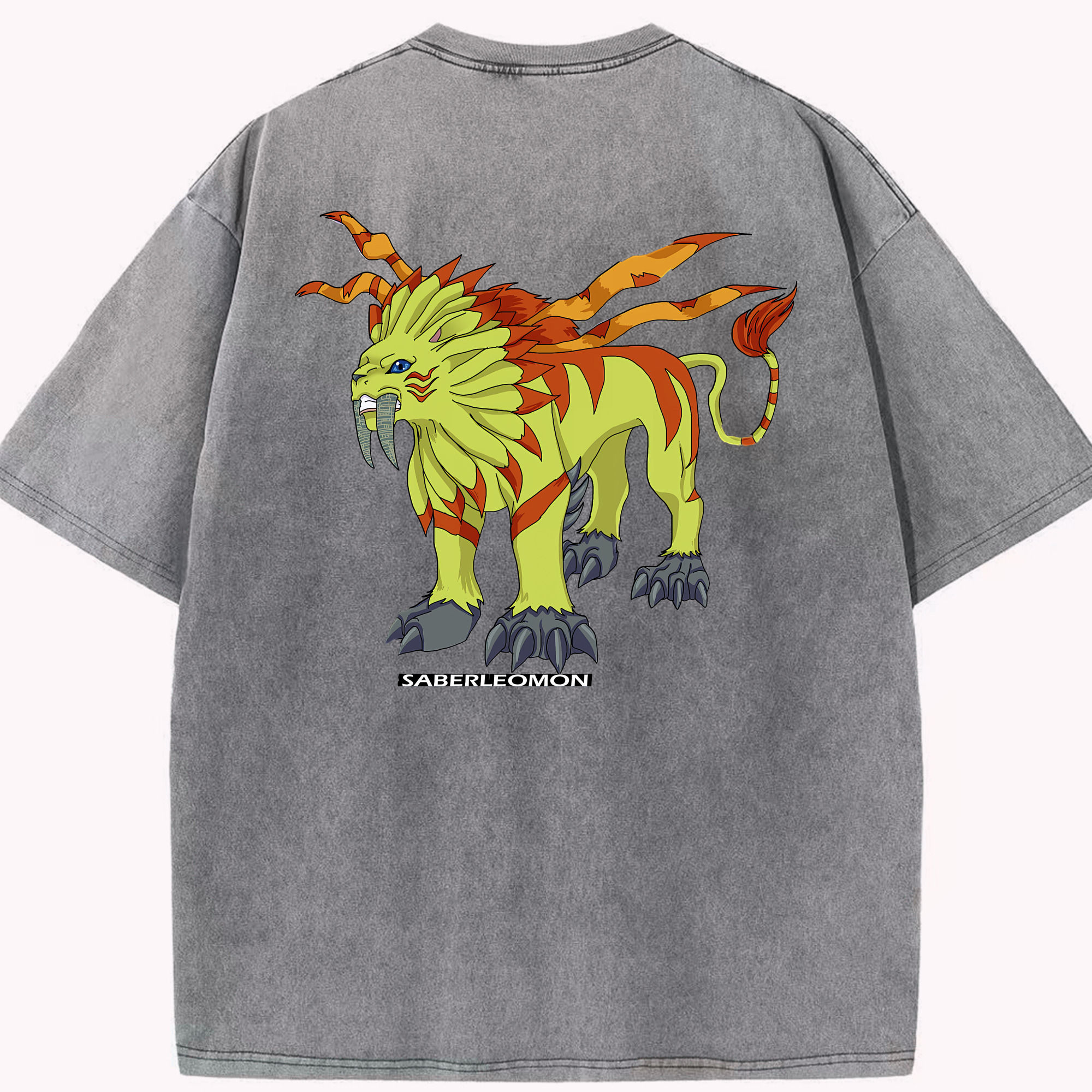 （画像用） Digimon デジタルモンスター/デジモン 綿100% ヴィンテージ風 半袖Tシャツ（背面プリント）