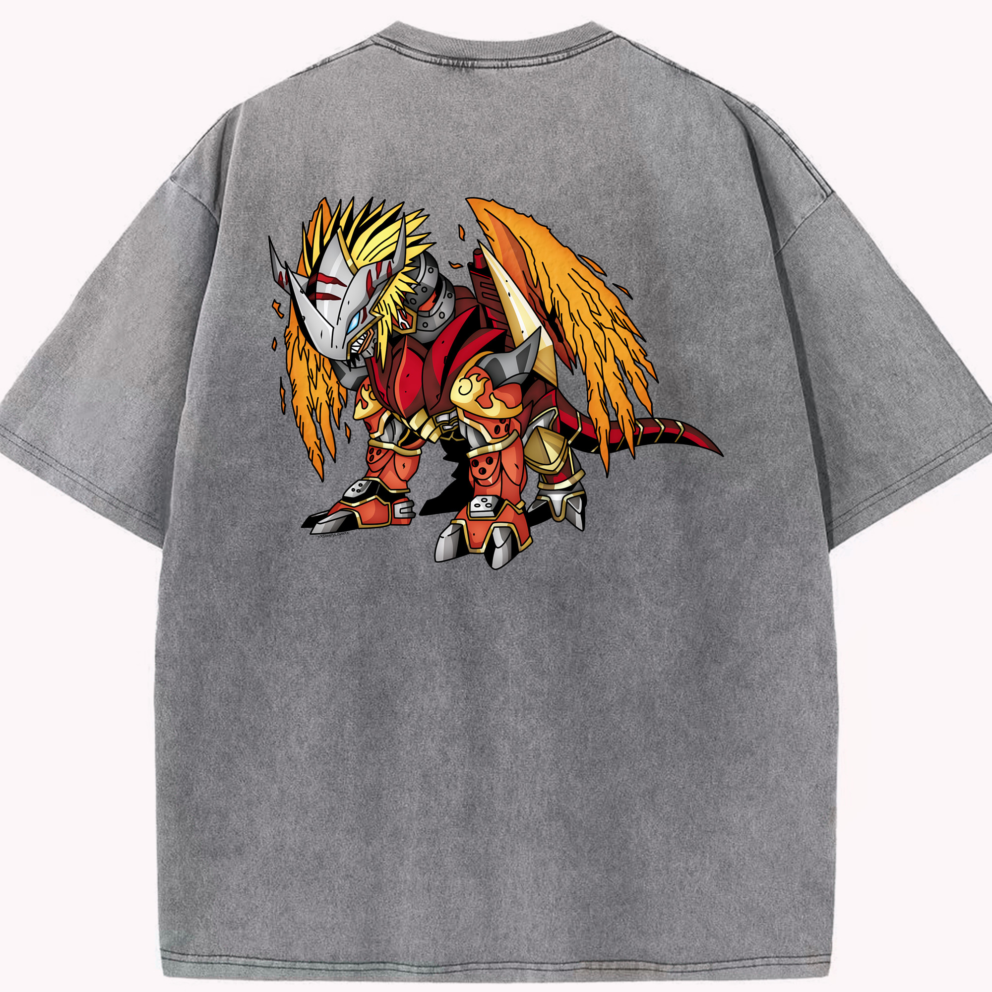（画像用） Digimon デジタルモンスター/デジモン 綿100% ヴィンテージ風 半袖Tシャツ（背面プリント）