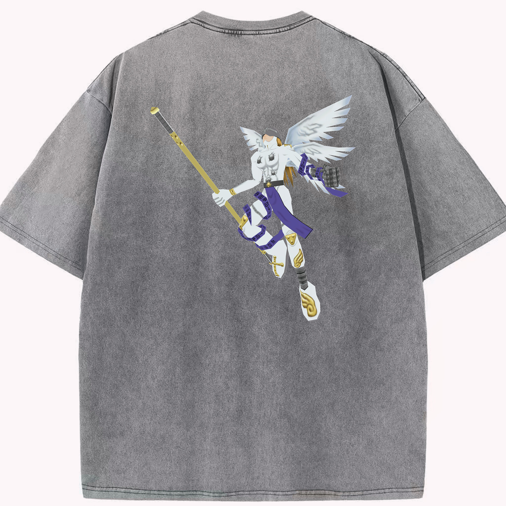 （画像用） Digimon デジタルモンスター/デジモン 綿100% ヴィンテージ風 半袖Tシャツ（背面プリント）